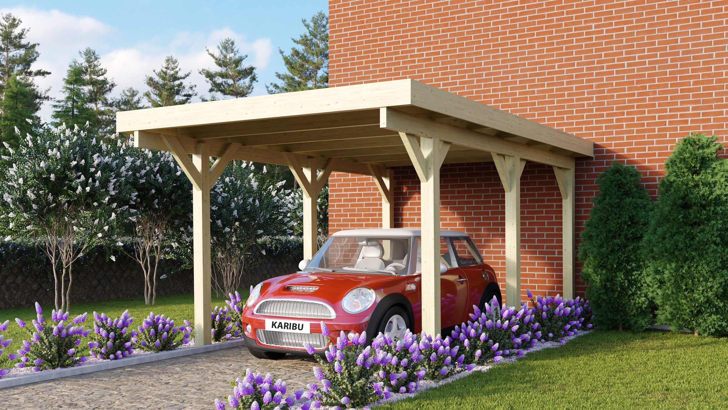 Karibu Einzelcarport »Classic 1« Massivholz 250 cm braun