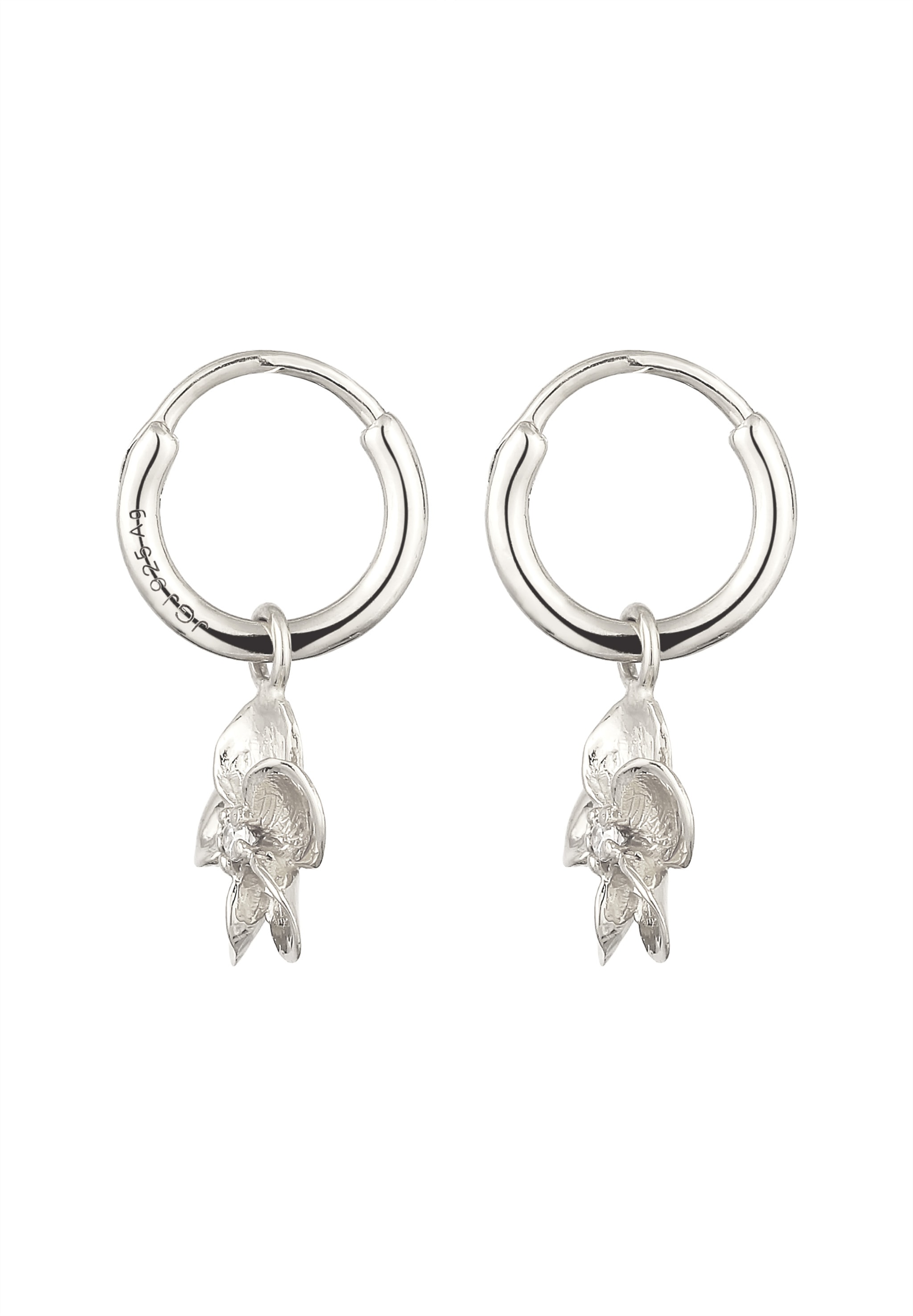 Elli Paar Creolen »Ohrringe Creolen Frangipani Blume mit Zirkonia Weiß 925 Sterling Silber«