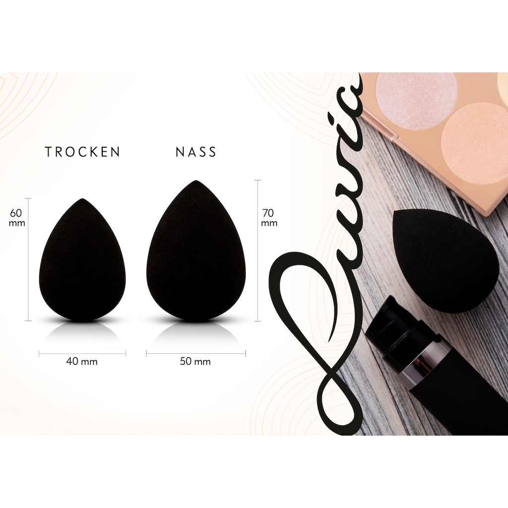 Luvia Cosmetics Make-up Schwamm »Make-up Blending Sponge Set-Black«, (2 tlg.)