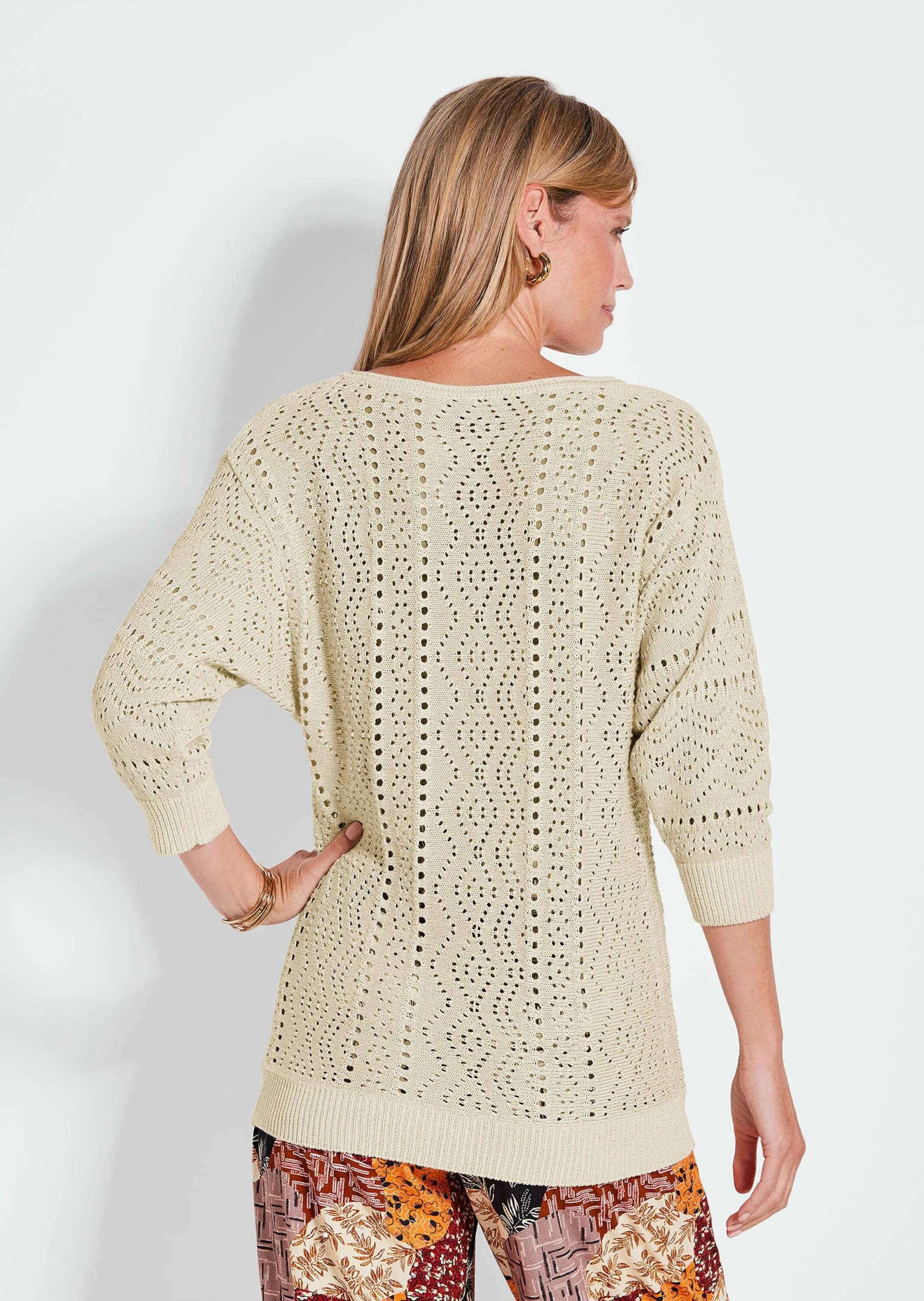 GOLDNER Rundhalspullover »Weißer Halbarmpullover«
