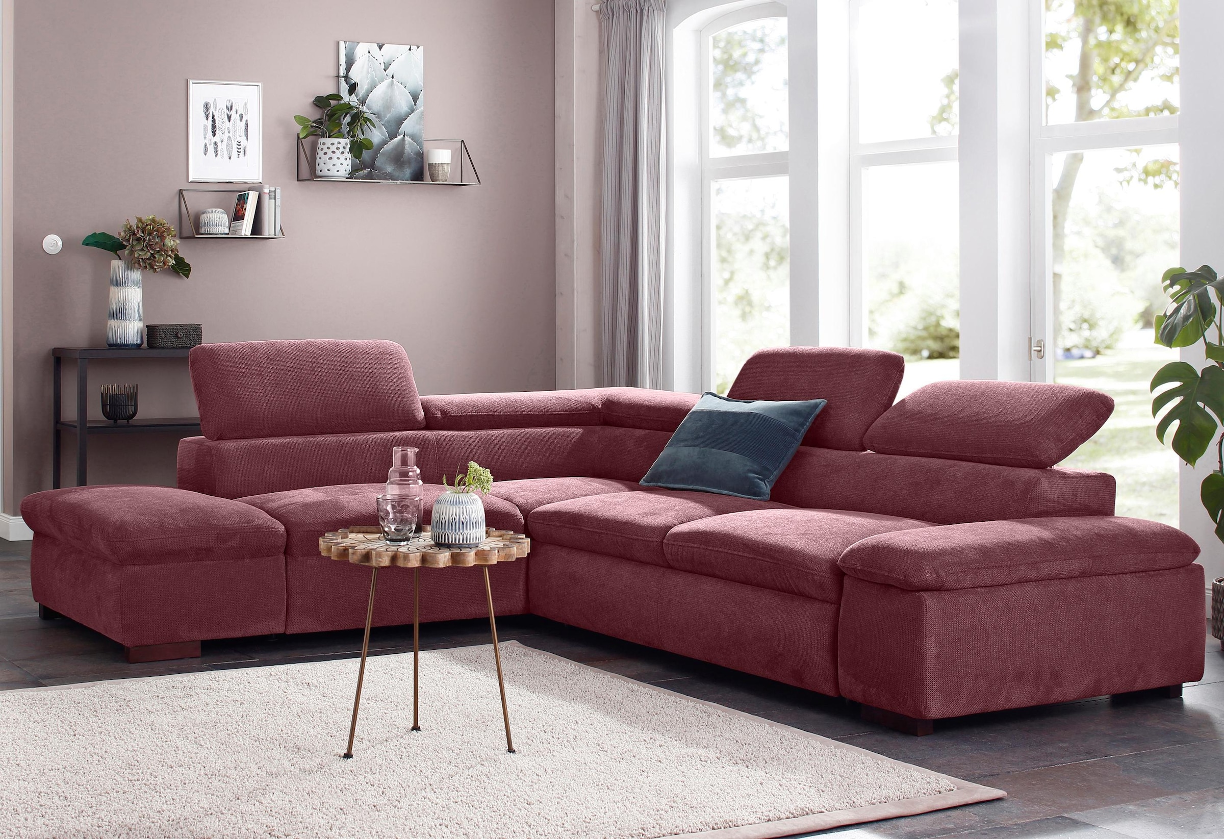 Home affaire Ecksofa »Alberto L-Form«, mit Kopfteilverstellung, wahlweise mit Bettfunktion