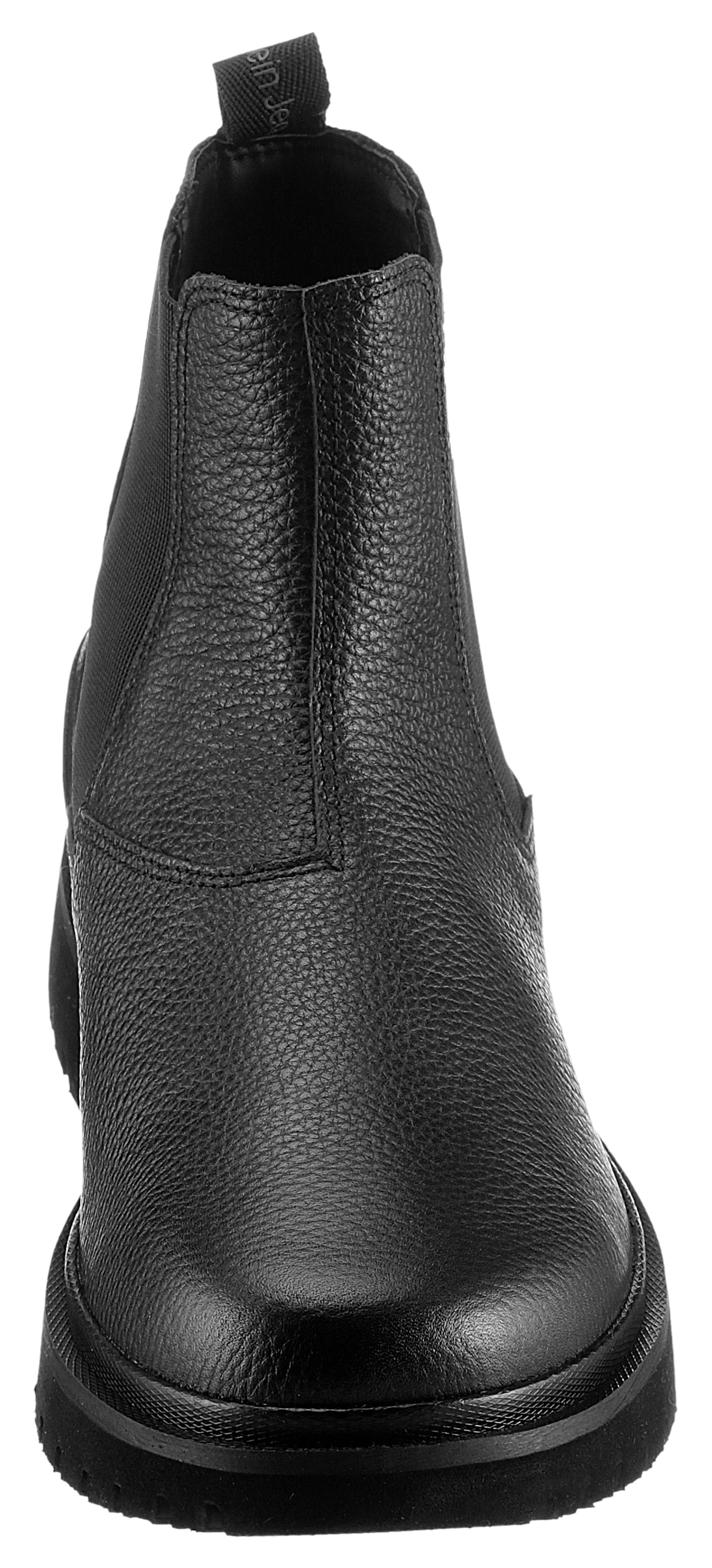 Calvin Klein Jeans Chelseaboots »EVA MID CHELSEA BOOT LTH«, Schlupfboots, Stiefelette mit seitlichem CK-Logo und Anziehlasche