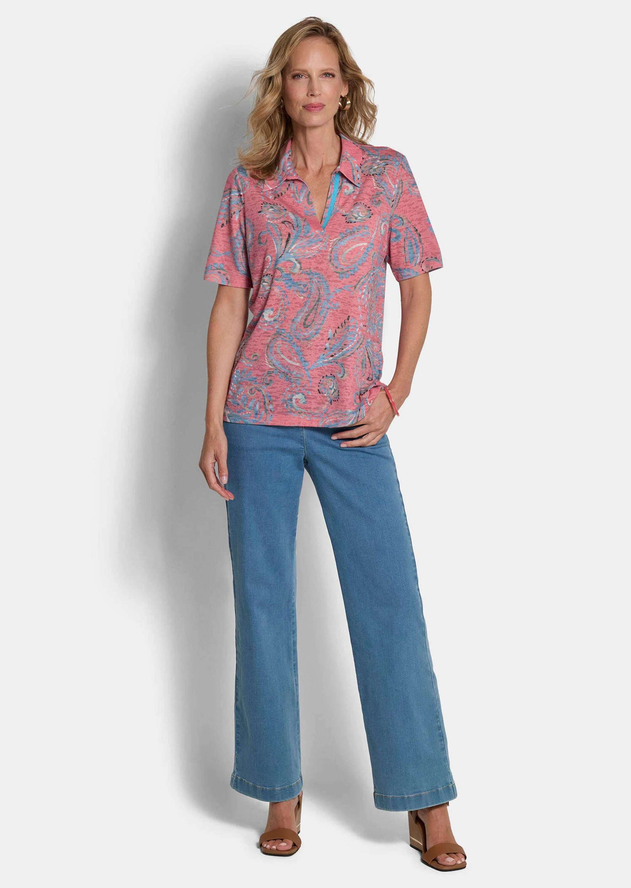 GOLDNER Print-Shirt »Kurzgröße Blusenshirt mit Paisley-Muster« stretchbequemer Jersey