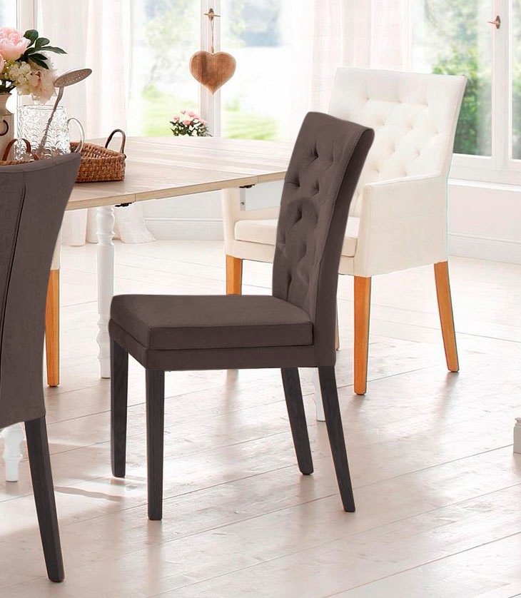 Home affaire 4-Fußstuhl »Colorado«, (Set), 4 St., Luxus-Microfaser, Beine aus Buche, wengefarben lackiert, Im 2er, 4er oder 6er-Set