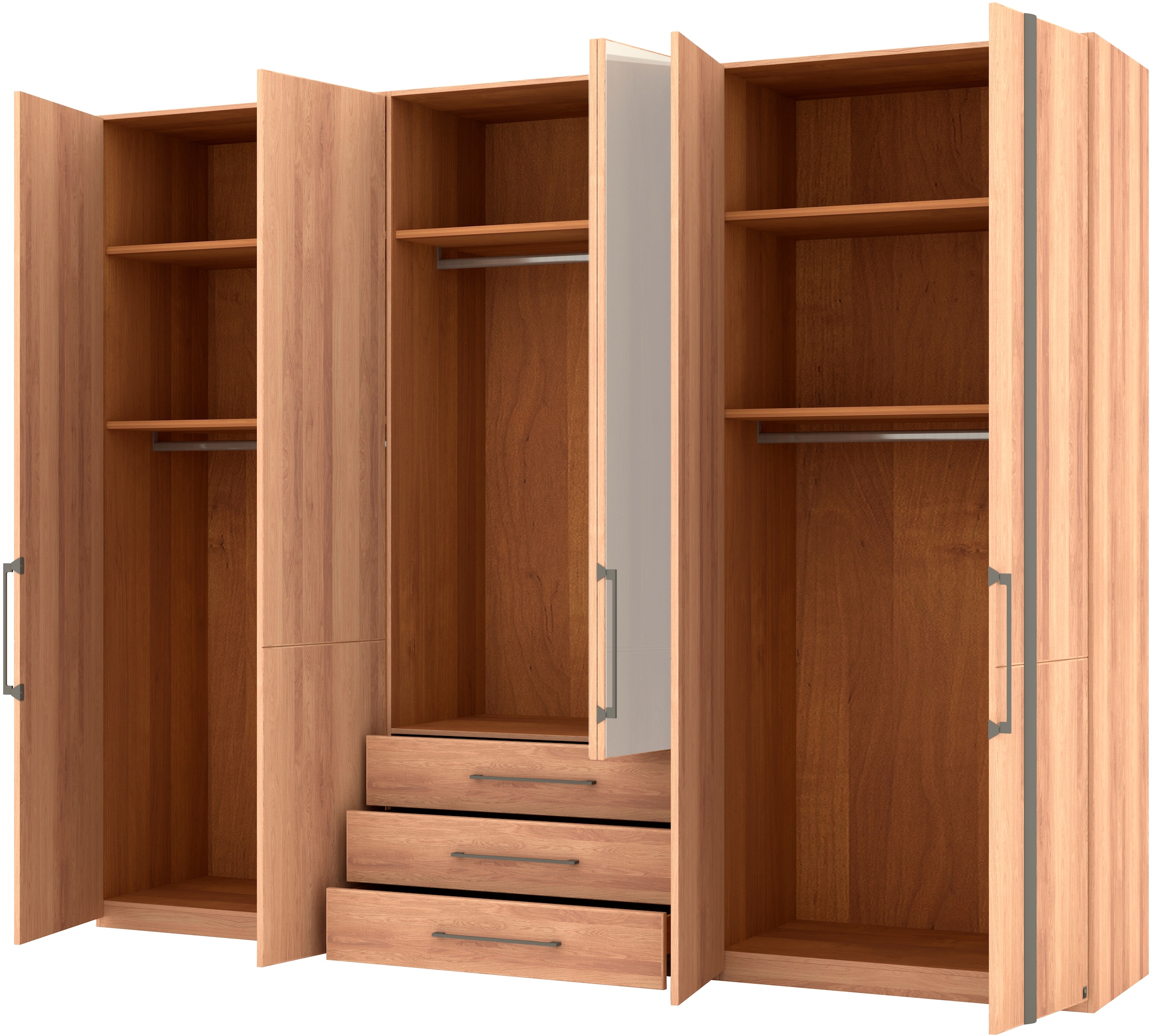 Musterring Drehtürenschrank »Sorrent, Kleiderschrank, teilmassiv Eiche«, (mit Türdämpfern, mit Schubladen, extra Böden, MADE IN GERMANY), Türen in Eiche massiv und als Parsol-Bronze-Spiegel, mit Schubkästen