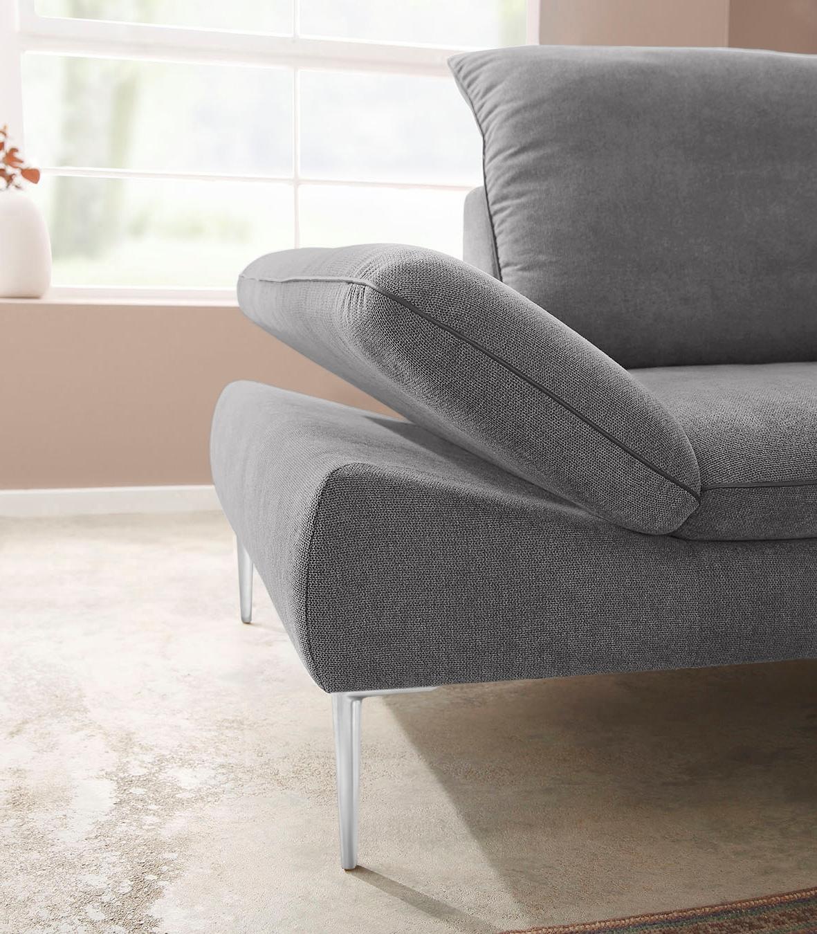 W.SCHILLIG Ecksofa »enjoy&MORE, Designsofa, elegant und bequem, L-Form«, mit Sitztiefenverstellung, Füße Chrom glänzend, Breite 294 cm