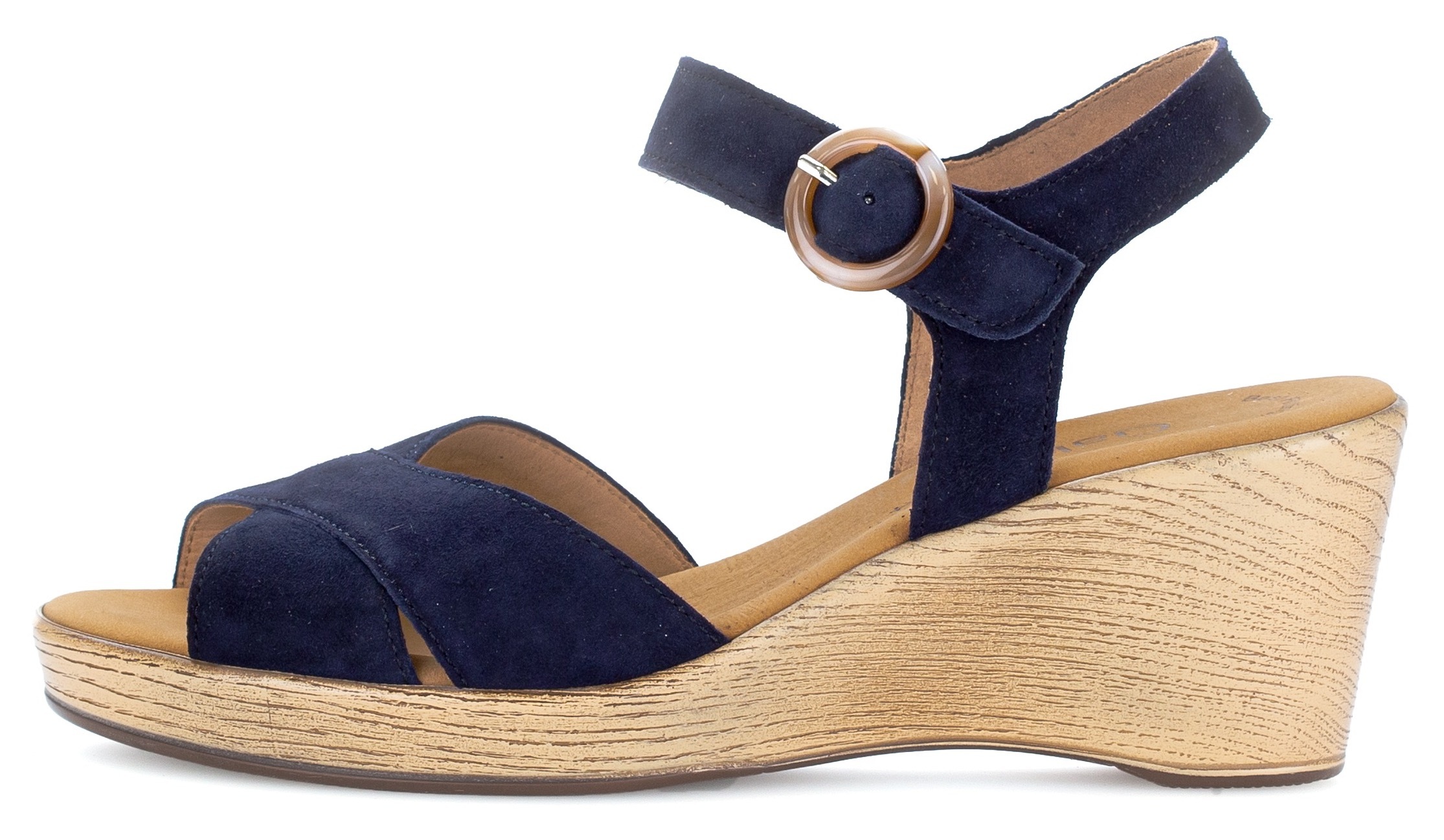 Gabor Keilsandalette, Sommerschuh, Sandale, Riemchensandalette mit Keilabsatz in Holzoptik