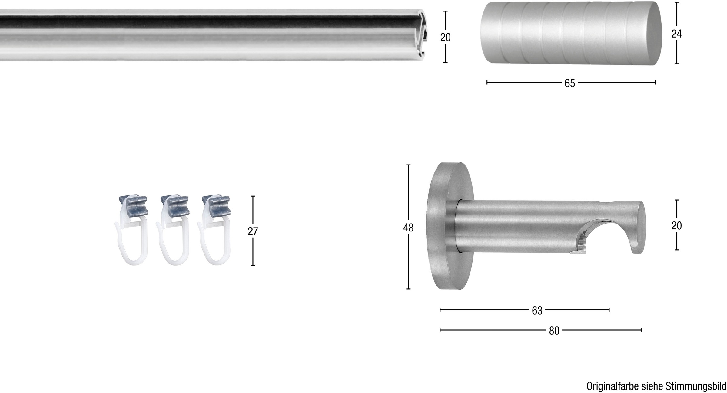 GARESA Gardinenstange »EASY« Ø 20 mm 1 läufig-läufig Wunschmaßlänge