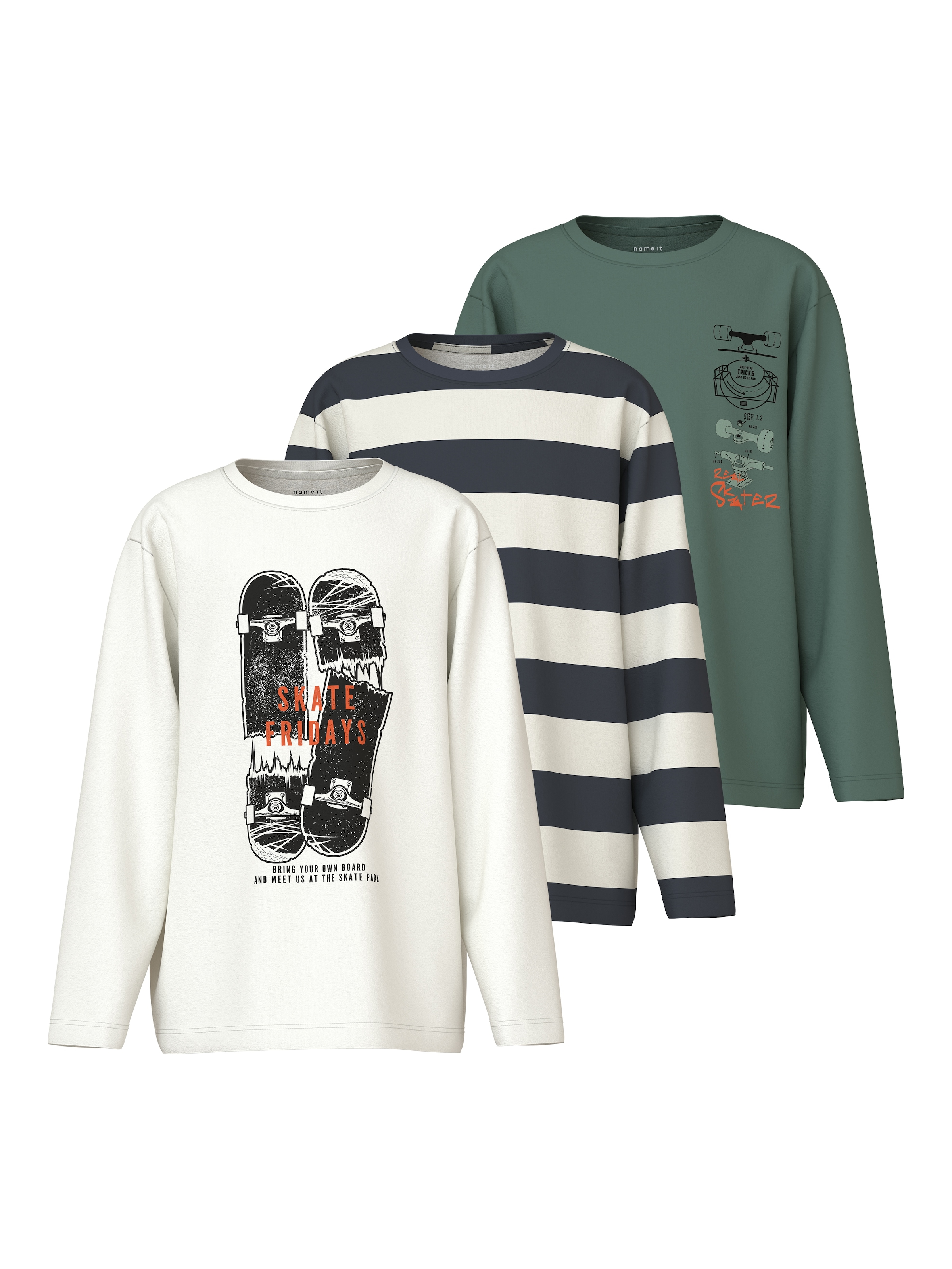 Name It Langarmshirt »NKMNIKOLAI 3P LS TOP«, (Packung, 3 tlg.)