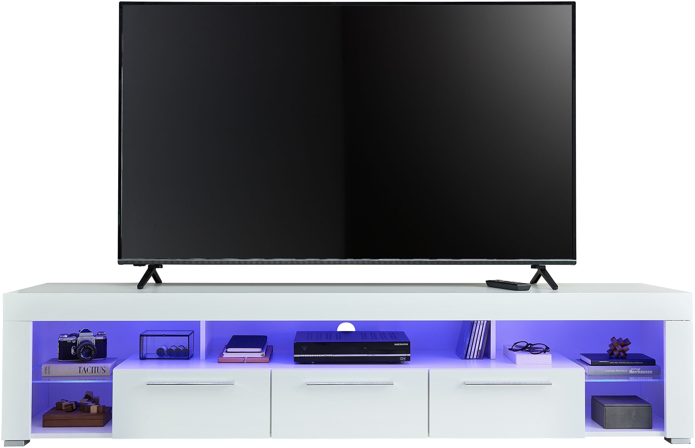 Stolkom TV-Schrank »Goal«, 3 Schubkästen, 5 offenen Fächern, Stellmaß 200/44/44 cm