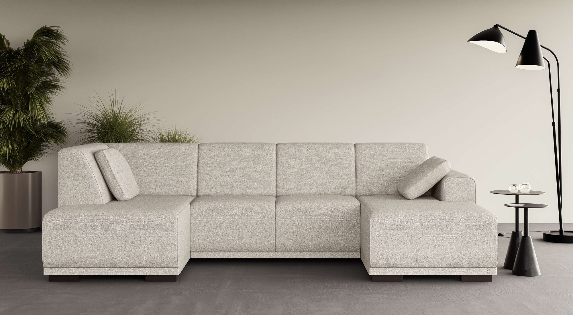 Home affaire Wohnlandschaft »BORNHOLM U-Form mit Recamiere rechts/links, B/T/H: 300/162/85 cm«, U-Form mit Wellenunterfederung, Recamiere rechts oder links bestellbar