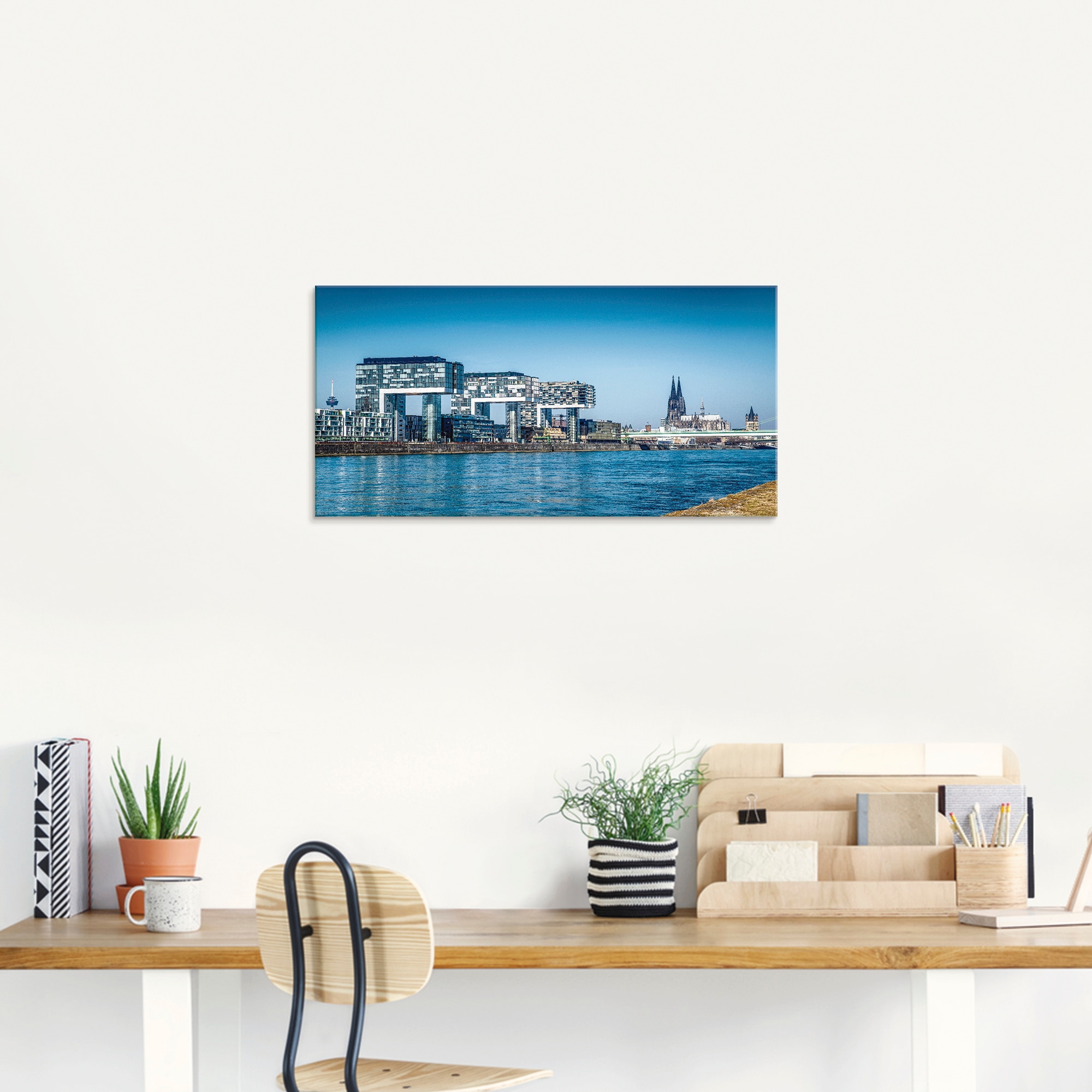 Artland Glasbild »Köln Kranhäuser und Dom«, Gebäude, (1 St.), in verschiedenen Größen