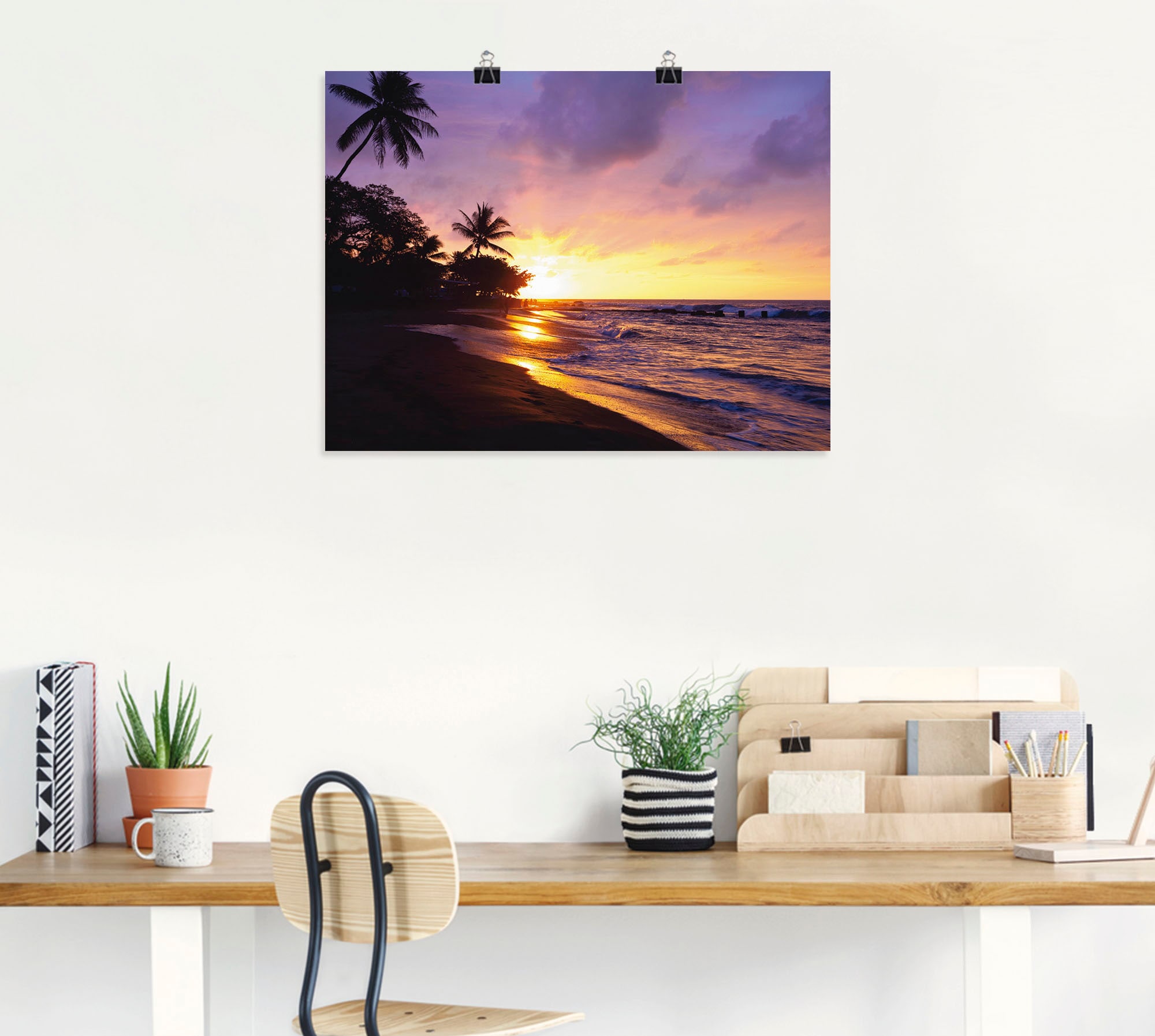 Artland Wandbild »Tropischer Strand«, Sonnenaufgang & -untergang, (1 St.), als Alubild, Outdoorbild, Leinwandbild, Poster, Wandaufkleber