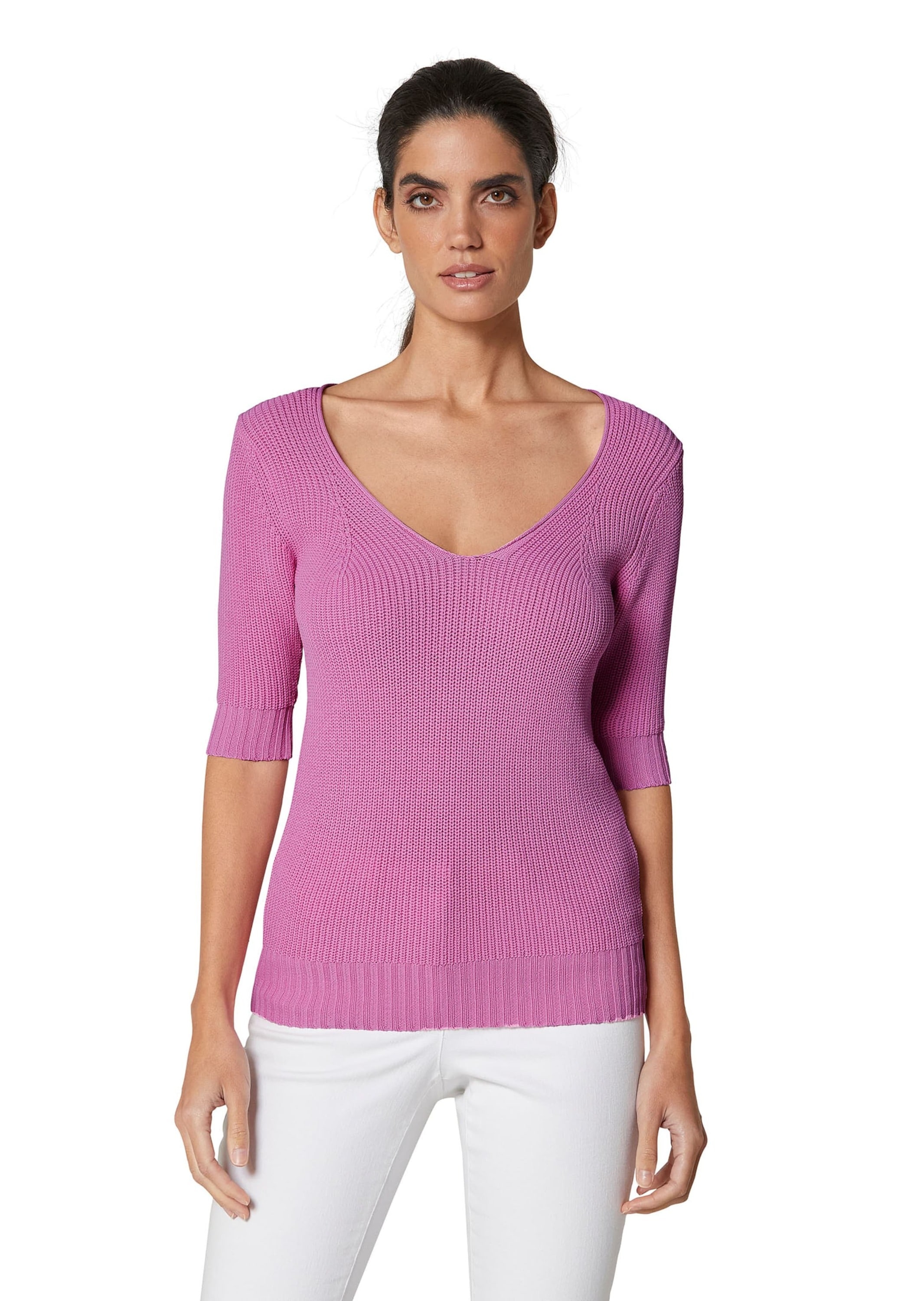 MADELEINE Longpullover »Pullover Strickpullover mit kurzen Ärmeln«