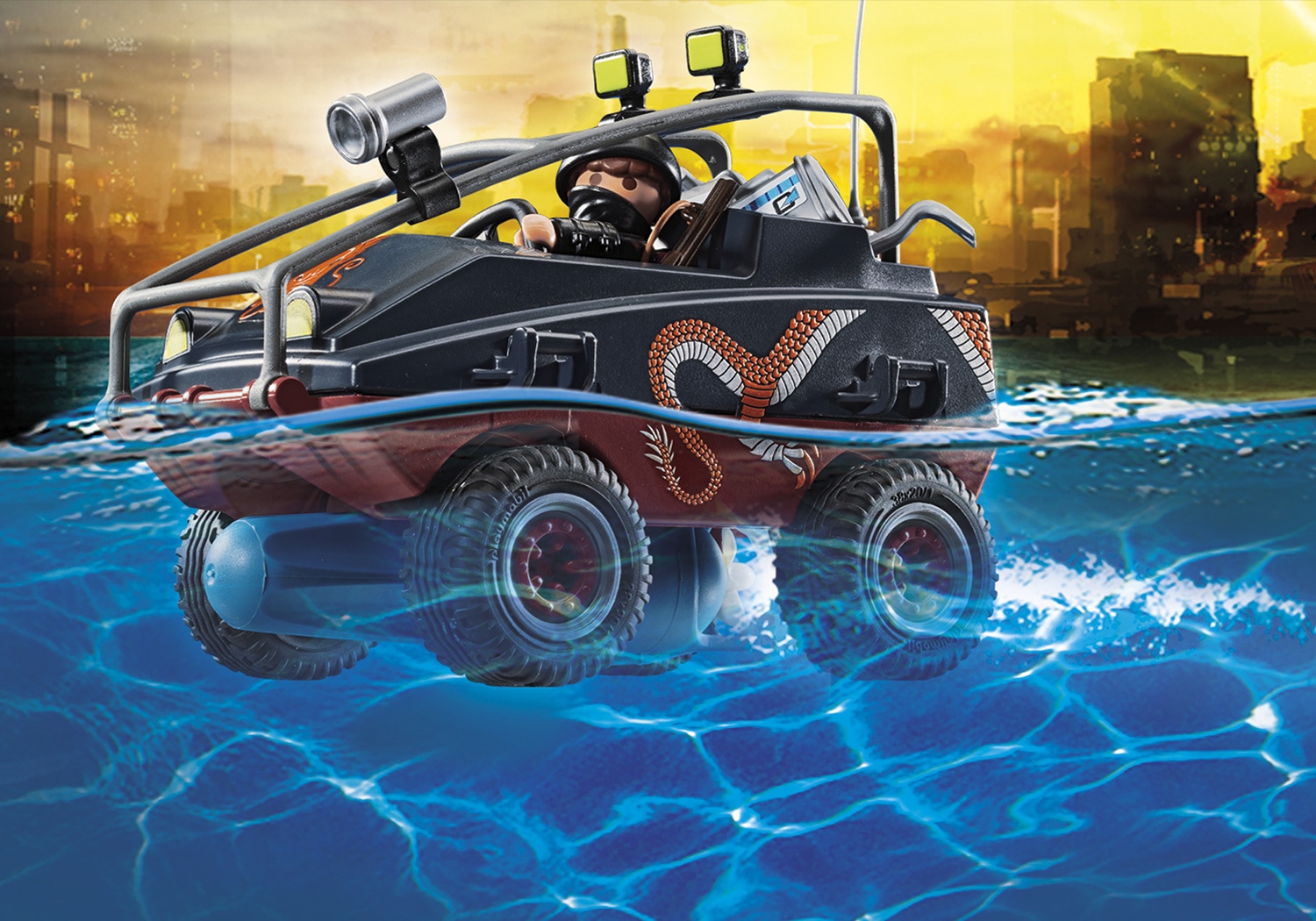 Playmobil® Konstruktions-Spielset »Polizei-Fallschirm: Verfolgung des Amphibien-Fahrzeugs (70781)«, (80 St.), City Action