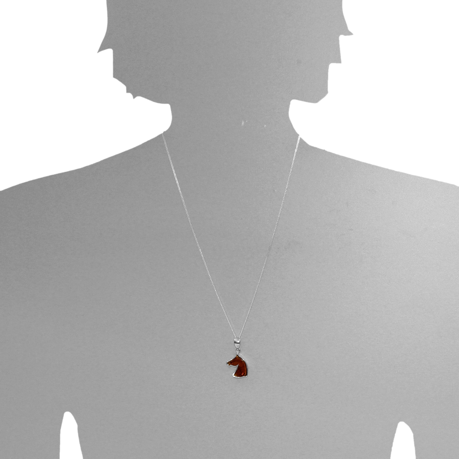 OSTSEE-SCHMUCK Kette mit Anhänger »- Pferdekopf - Silber 925/000 - Bernstein«