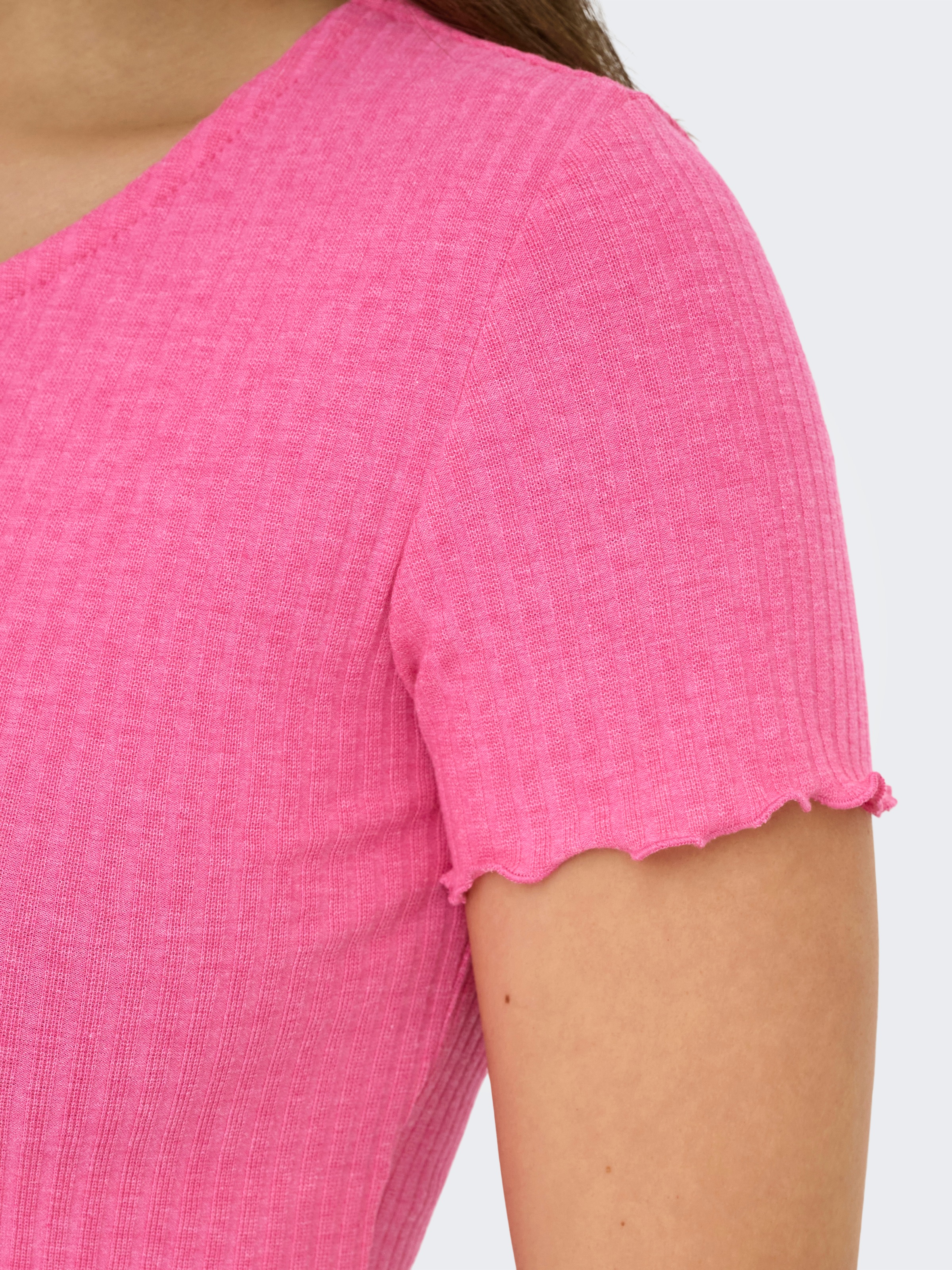 ONLY Rundhalsshirt »ONLEMMA S/S SHORT TOP NOOS JRS« Rundhals, modisch, regular fit, gewellter Abschluss, unifarben