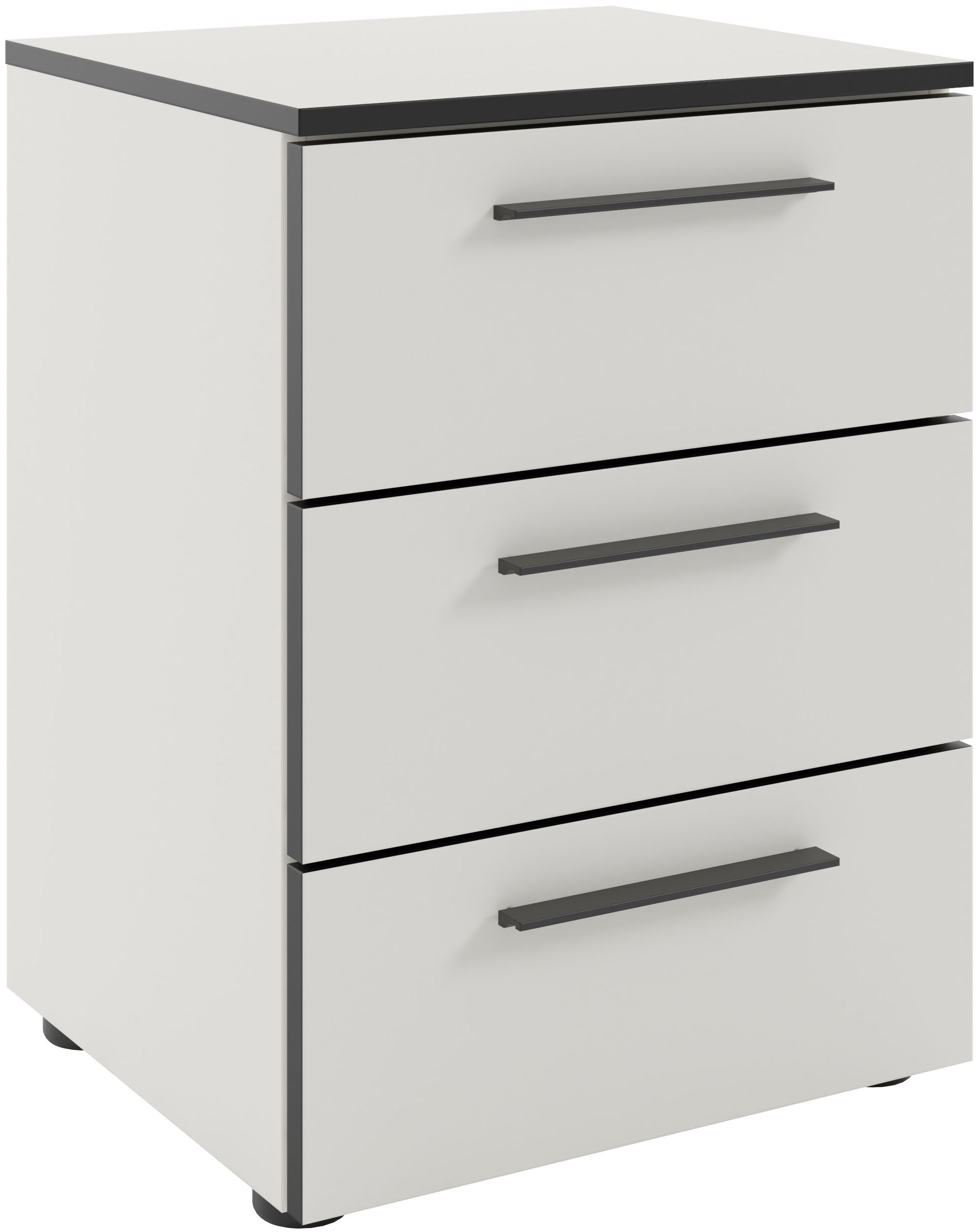 Manjana Möbel Nachtkommode »mit Schwarz matten Metallgriffen« mit Soft-Close-Funktion, mit Vollauszug, melaminbeschichtet