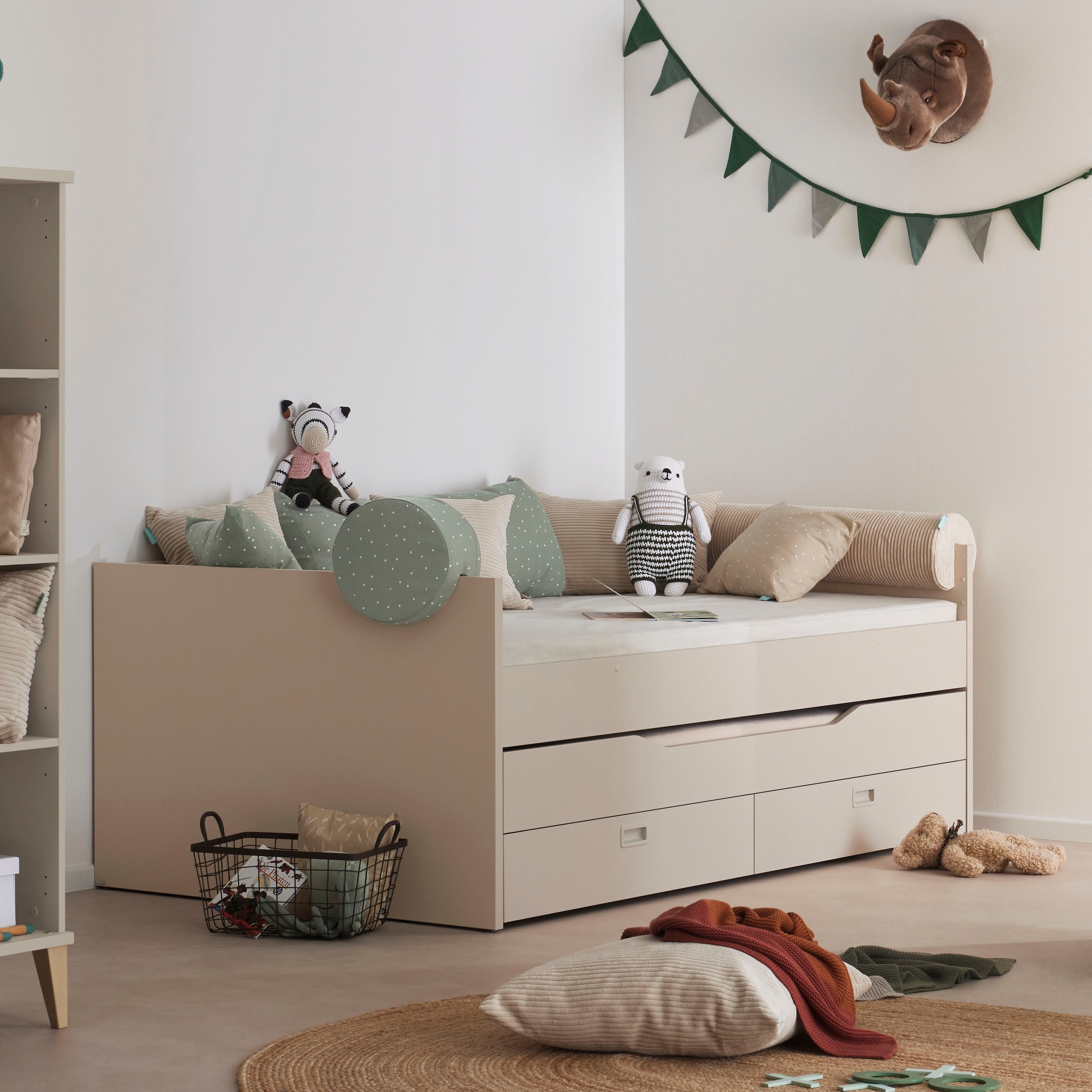 PAIDI Einzelbett »TIAGO in verschiedenen Ausführungen, Jugendliege mit Bettkasten« Breite/Länge: 90x200 cm / 120x200 cm,  Kojenbett inklusive Ausziehbett in 90x190 cm & 2 Schubladen
