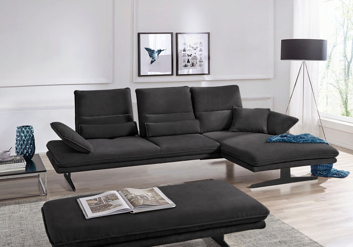 W.SCHILLIG Ecksofa »broadway, Designsofa mit tollem Sitzkomfort« Sitztiefenverstellung, Kopfteil- & Seitenteilverstellung, Breite 291cm