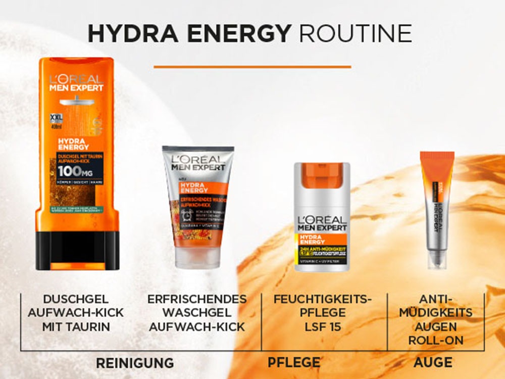 L'ORÉAL PARIS MEN EXPERT Gesichtsgel »Hydra Energy 24H Pflege LSF15«, mit Lichtschutzfaktor