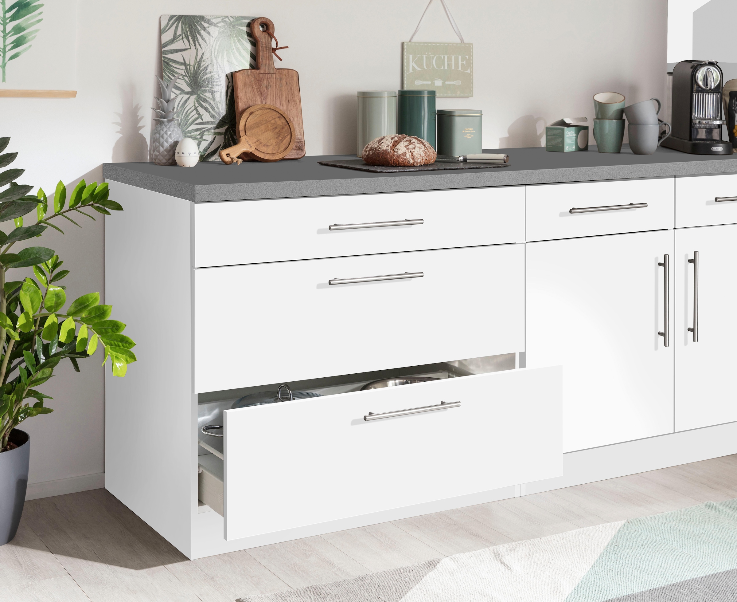 wiho Küchen Unterschrank »Cali«, 90 cm breit, mit 2 großen Auszügen ohne Arbeitsplatte