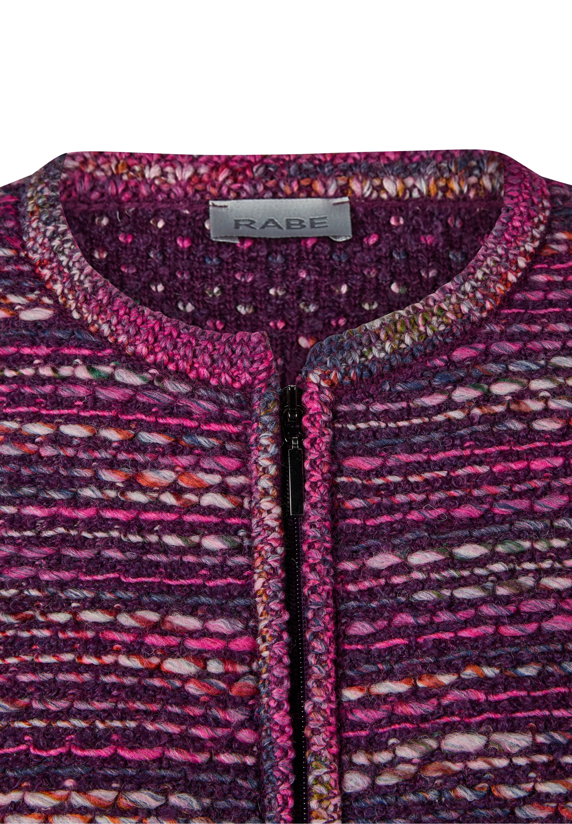 Rabe Cardigan Strickjacke / melierte-bunte Optik / mit Reißverschluss