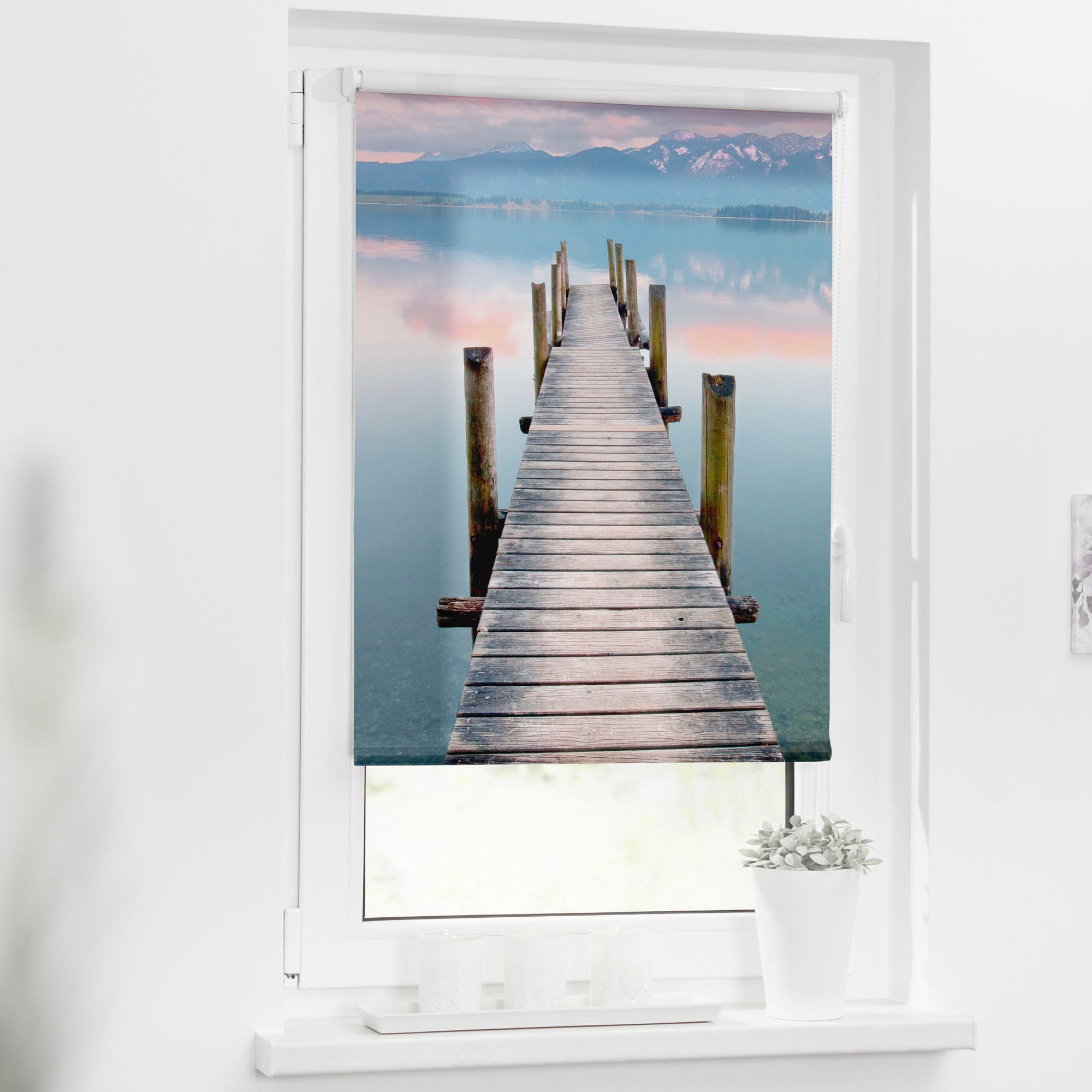 LICHTBLICK ORIGINAL Seitenzugrollo »Rollo Klemmfix, ohne Bohren, Verdunkelung, Steg Abendstimmung« verdunkelnd Verdunkelung | energiesparend freihängend
