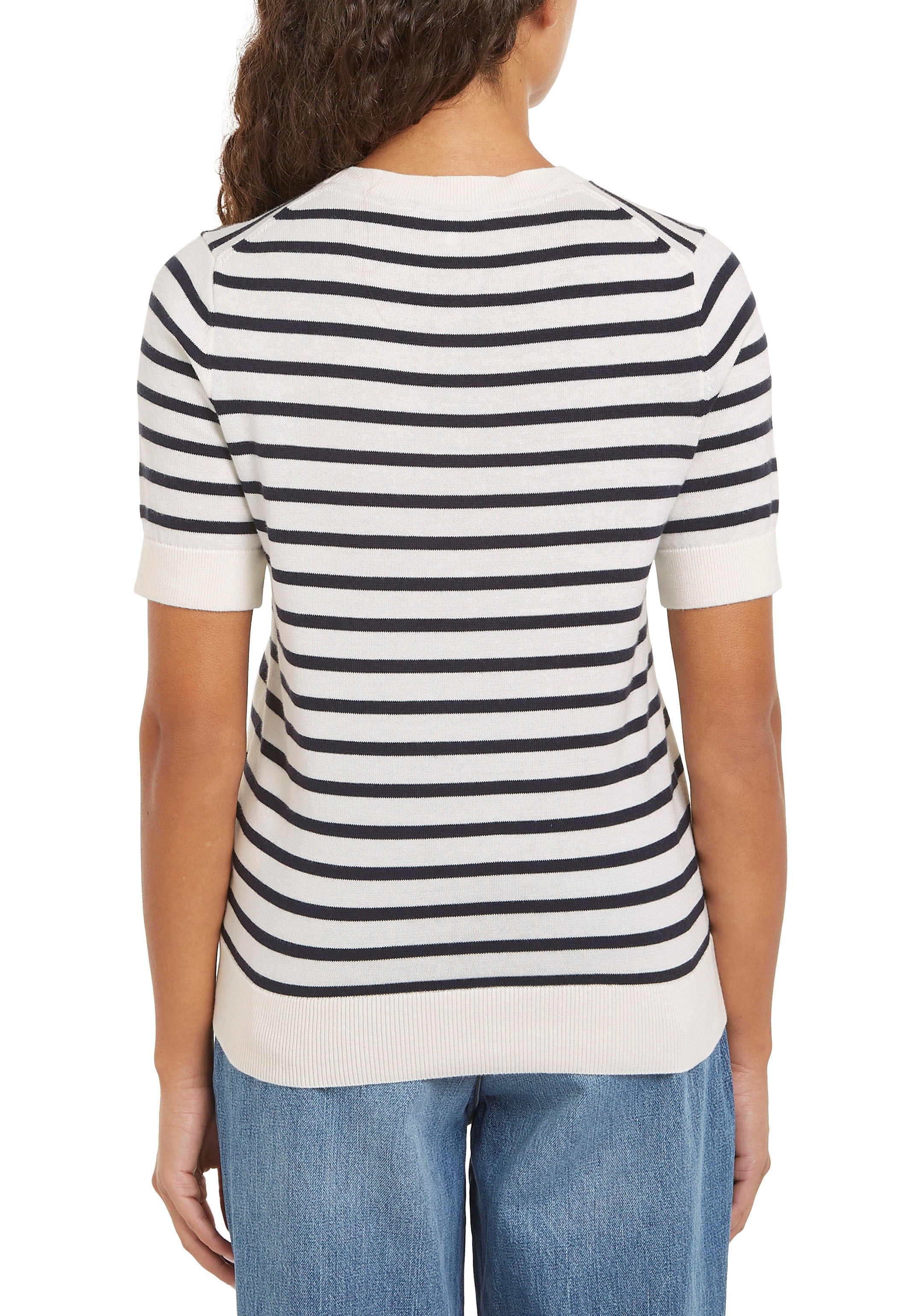 Tommy Hilfiger Kurzarmpullover »CO JERSEY STITCH C-NK SS SWEATER«, mit Logostickerei