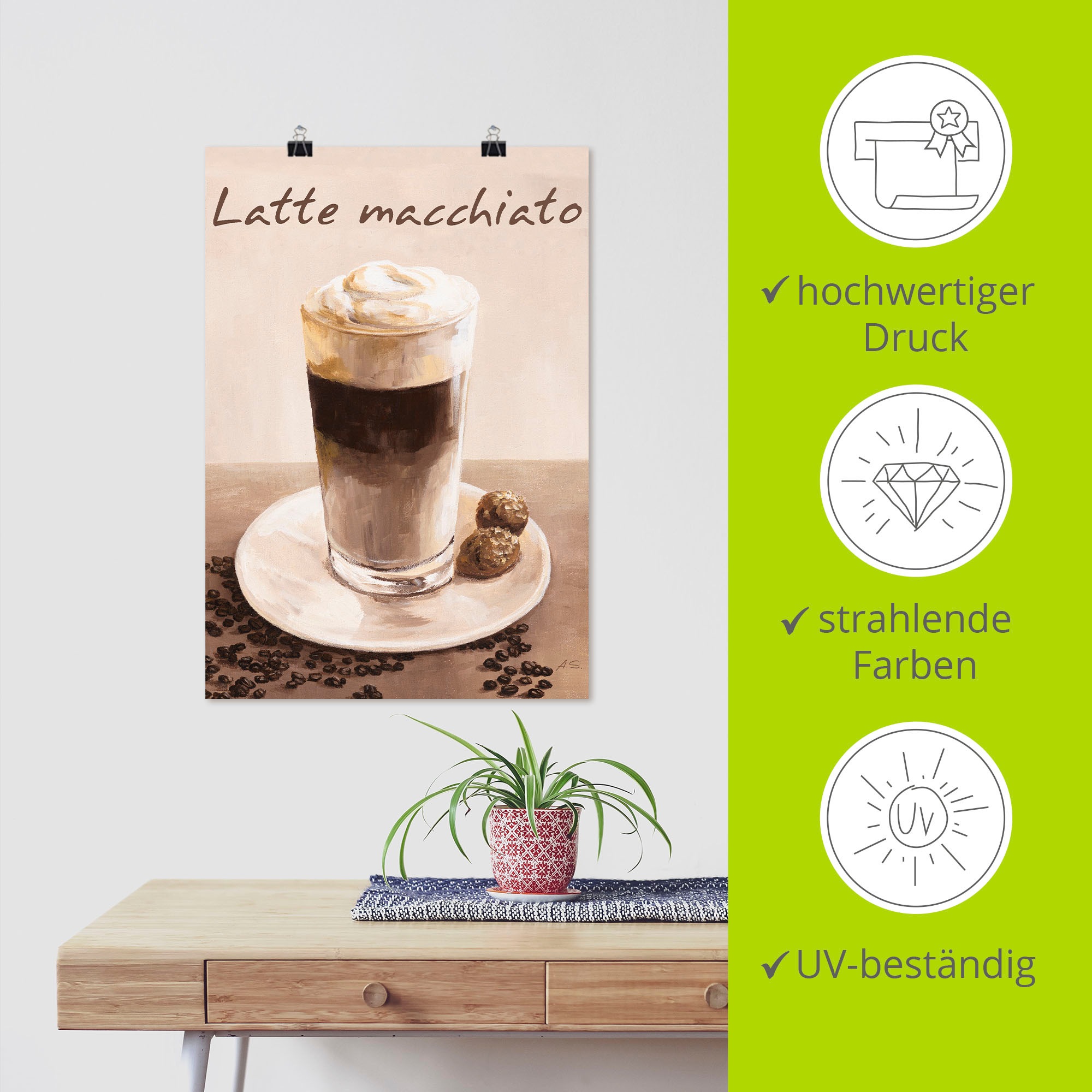 Artland Wandbild »Latte Macchiato - Kaffee«, Kaffee Bilder, (1 St.), als Poster, Wandaufkleber in verschied. Größen