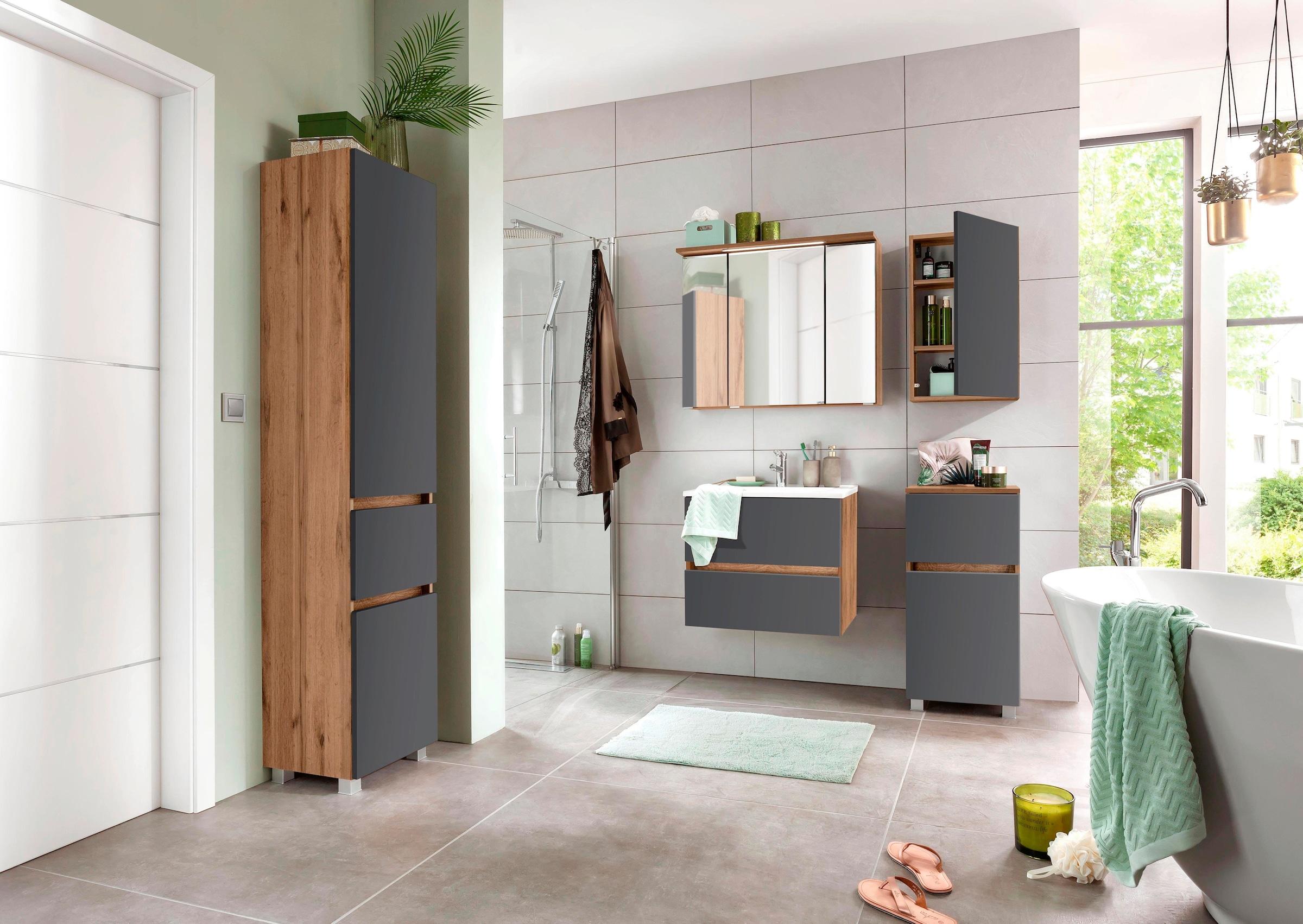 welltime Waschbeckenunterschrank »Lucca«, Badmöbel, Waschtisch inkl. Waschbecken, Breite 60 cm