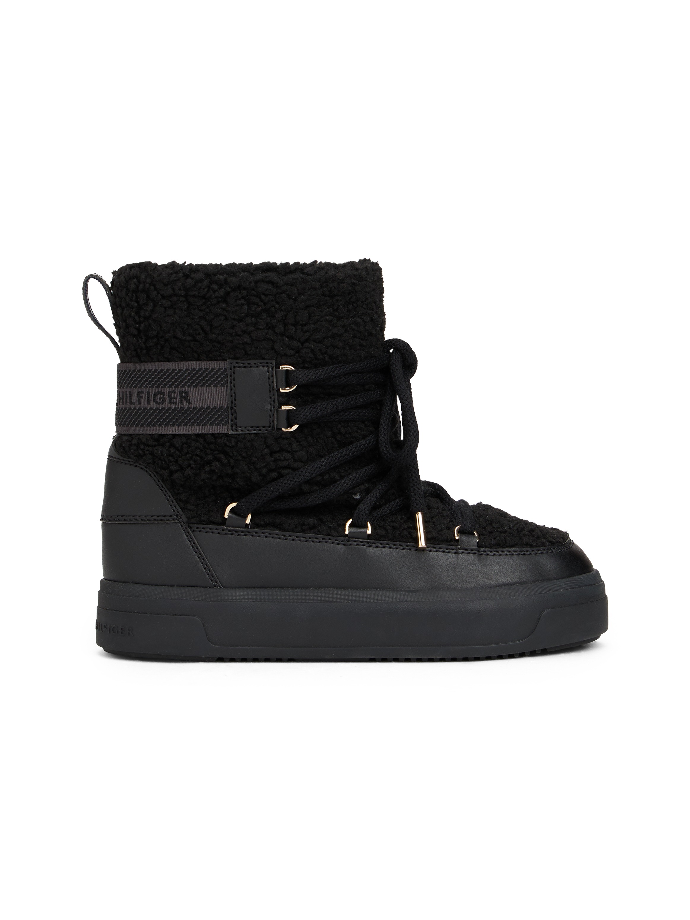 Tommy Hilfiger Winterboots »FAUX SHEARLING SNOWBOOT«  , Winterstiefelette, Outdoorschuh mit aufgesetzter Schnürung