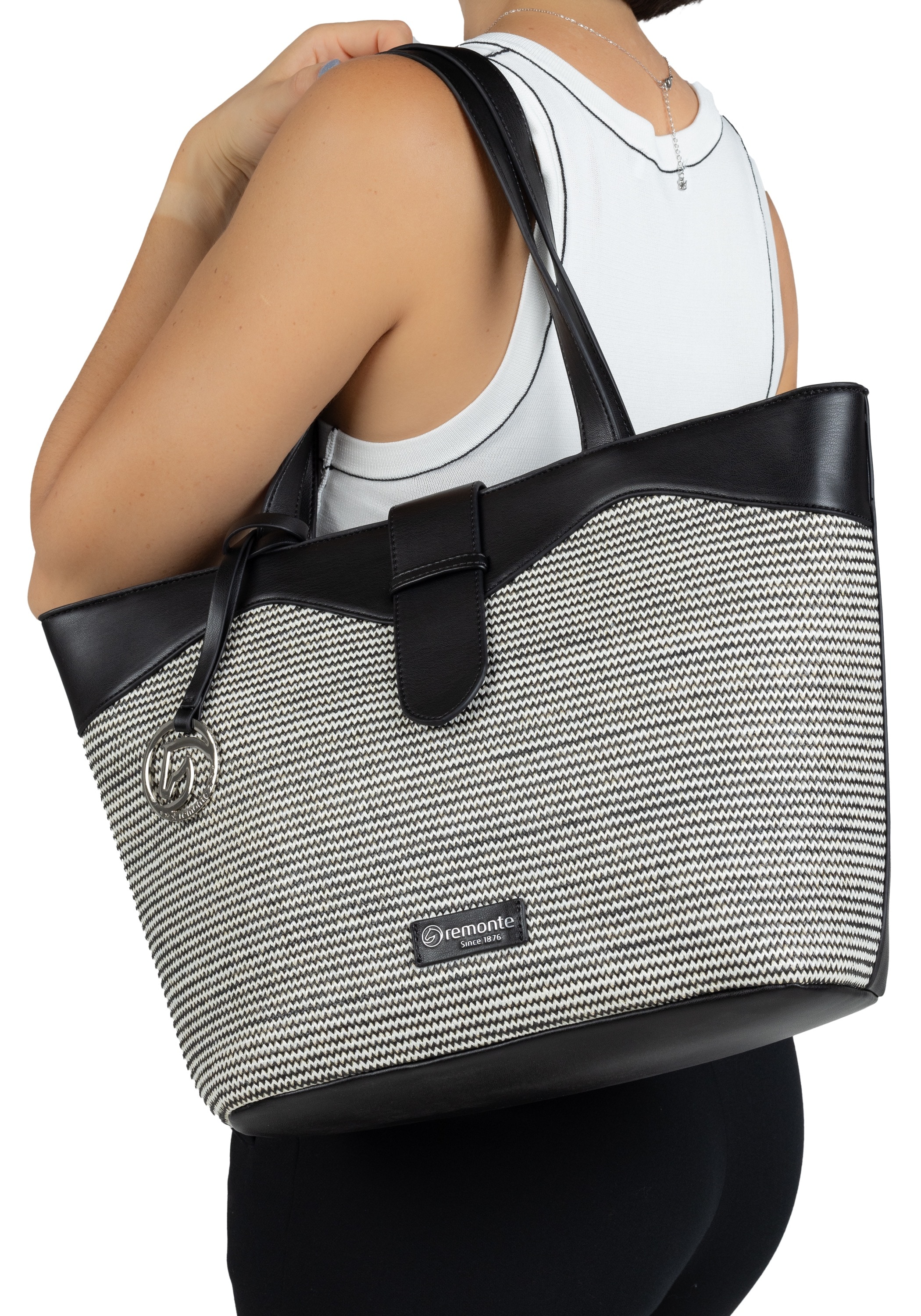 Remonte Shopper, Damen-Henkeltasche, Schultertasche mit Logo-Anhänger
