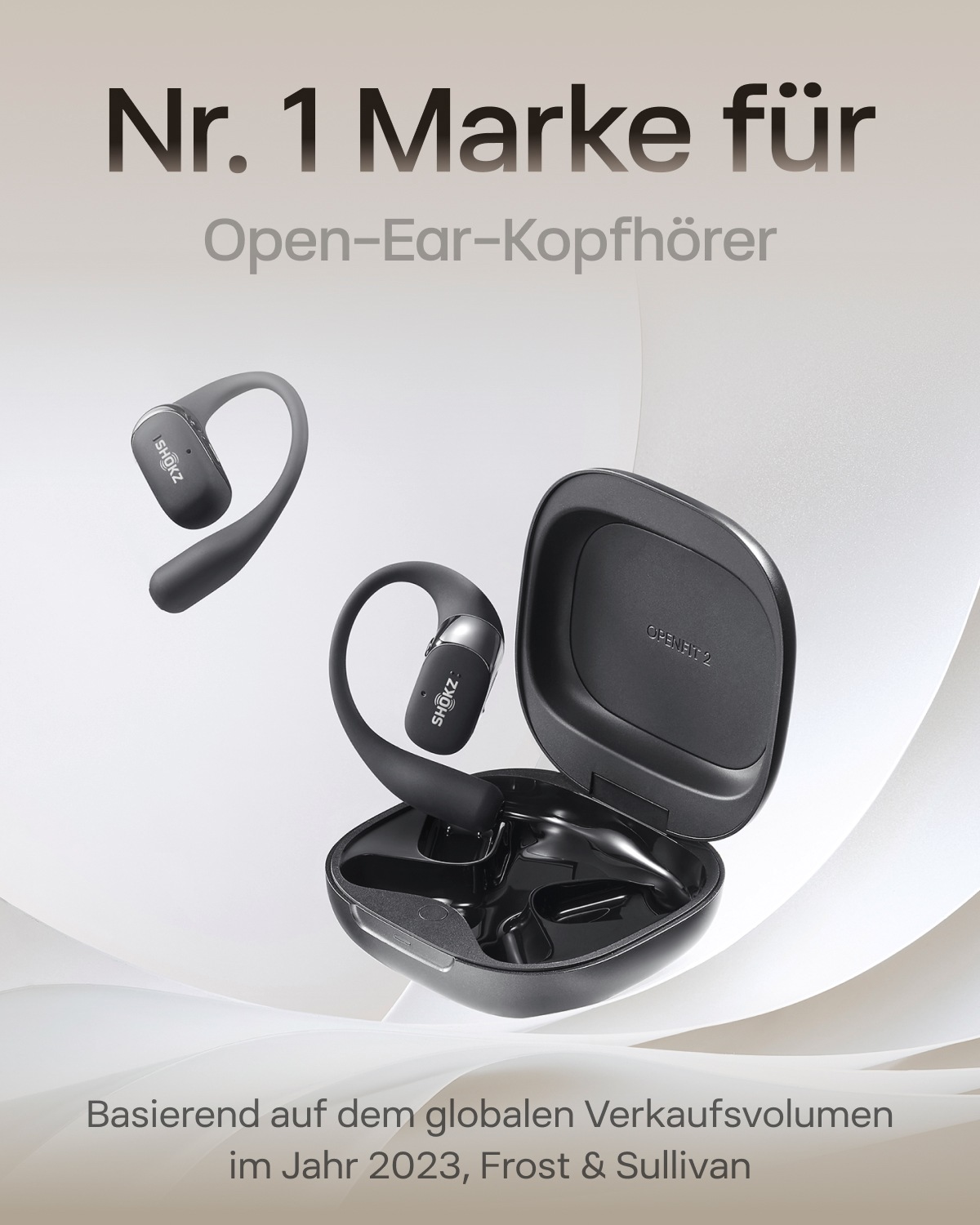 Shokz Open-Ear-Kopfhörer »OpenFit 2+ inklusive Schutzhülle«, A2DP Bluetooth, Freisprechfunktion-True Wireless