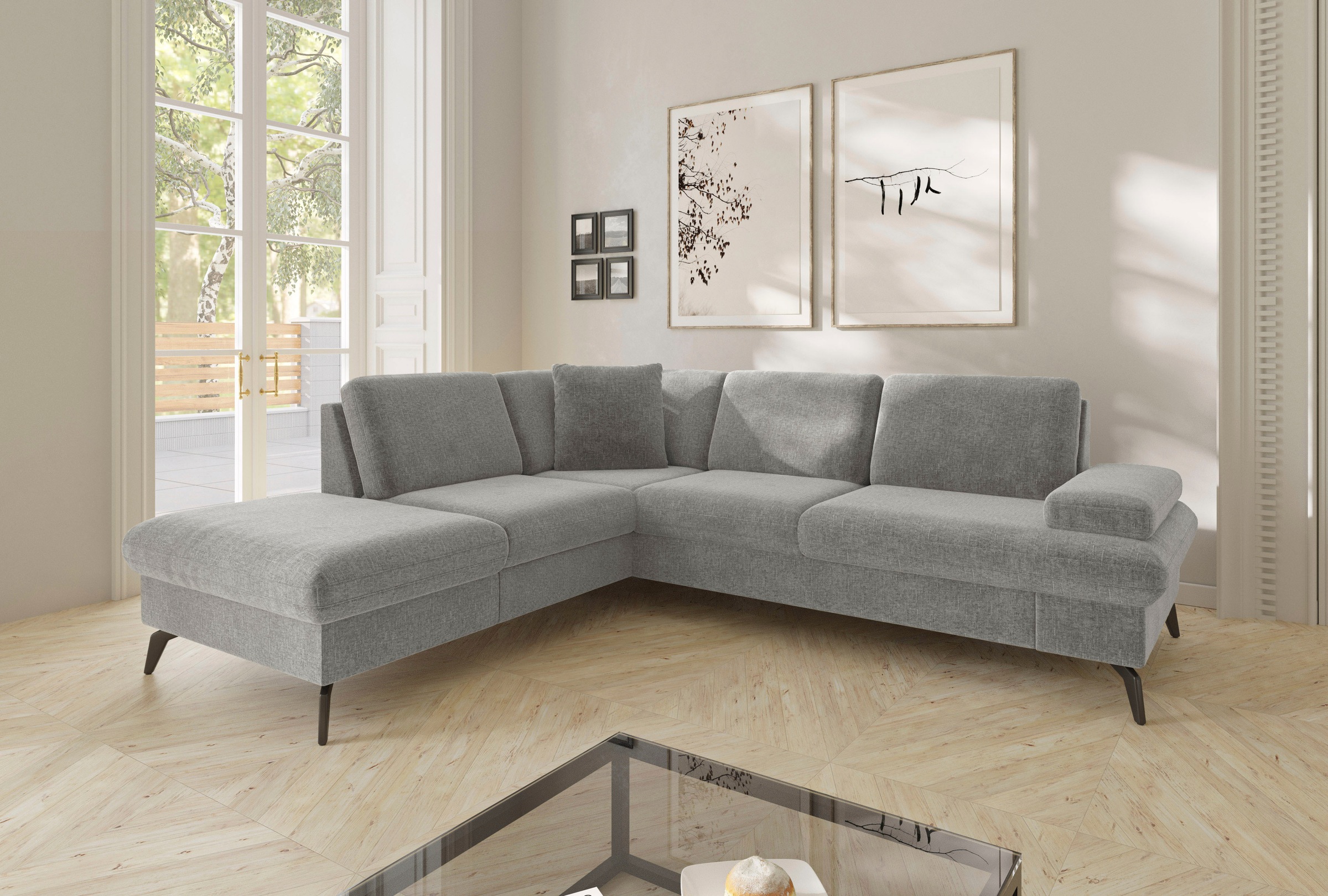 sit&more Ecksofa »Morris Jubi L-Form«, inkl. Armteilfunktion und 1 Zierkissen, wahlweise mit Bettfunktion