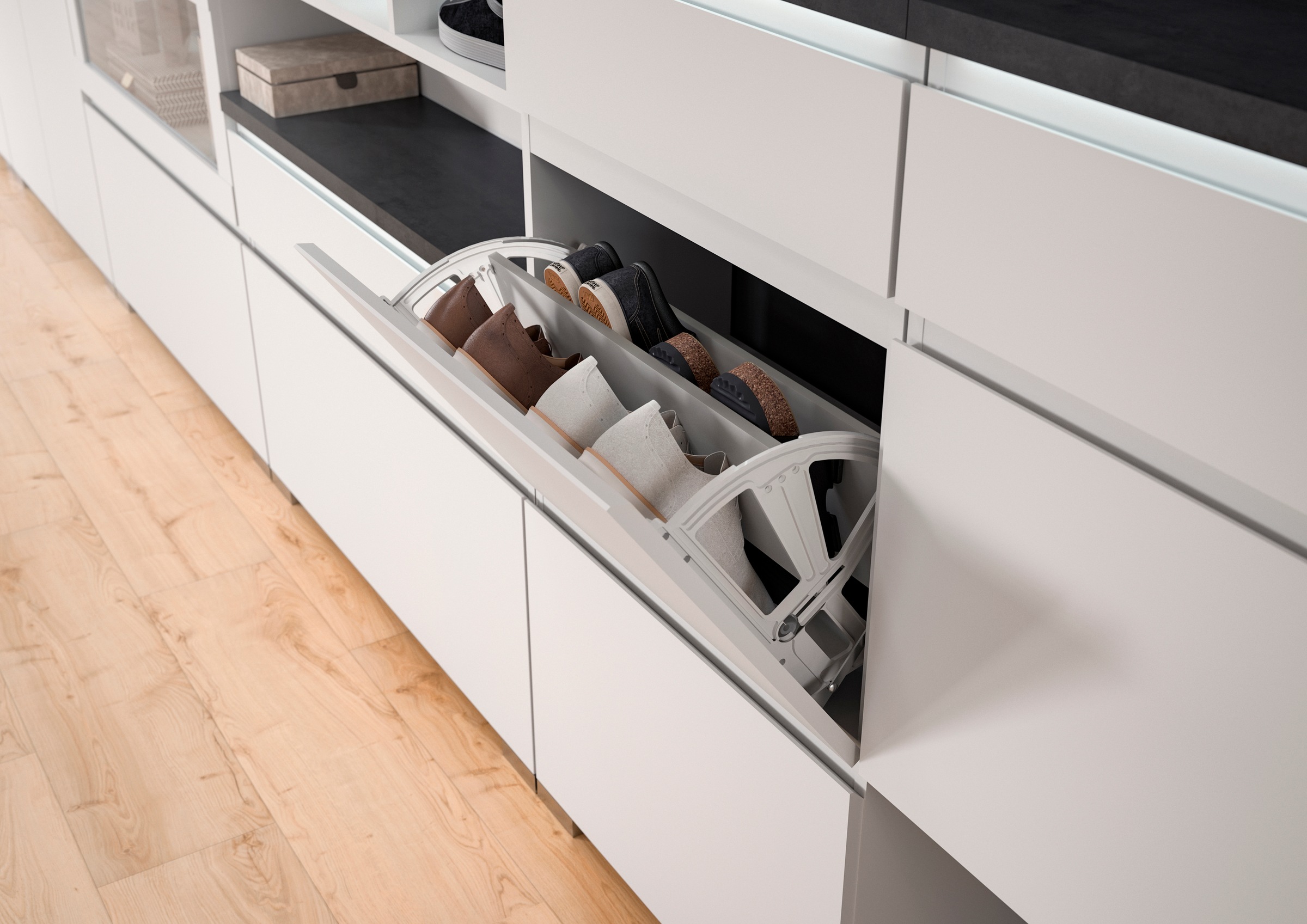 INOSIGN Schuhschrank »Skoskap, Tiefe 18cm, 2 Klappen mit Schuhwalze, Platz für 8 Schuhpaare«, hängend und stehend montierbar, Schuhkipper, Schuhkommode, Schuhregal