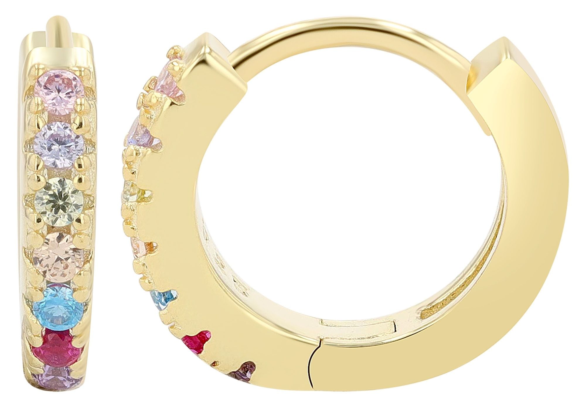 Adelia´s Paar Creolen »Damen Ohrringe ¿ Klappcreole aus 925 Silber mit Zirkonia«