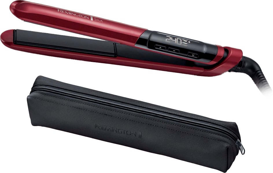 Remington Glätteisen »Silk, S9600, Haarglätter« mit Seidenproteinen für Locken, Wellen & zum Glätten in rot