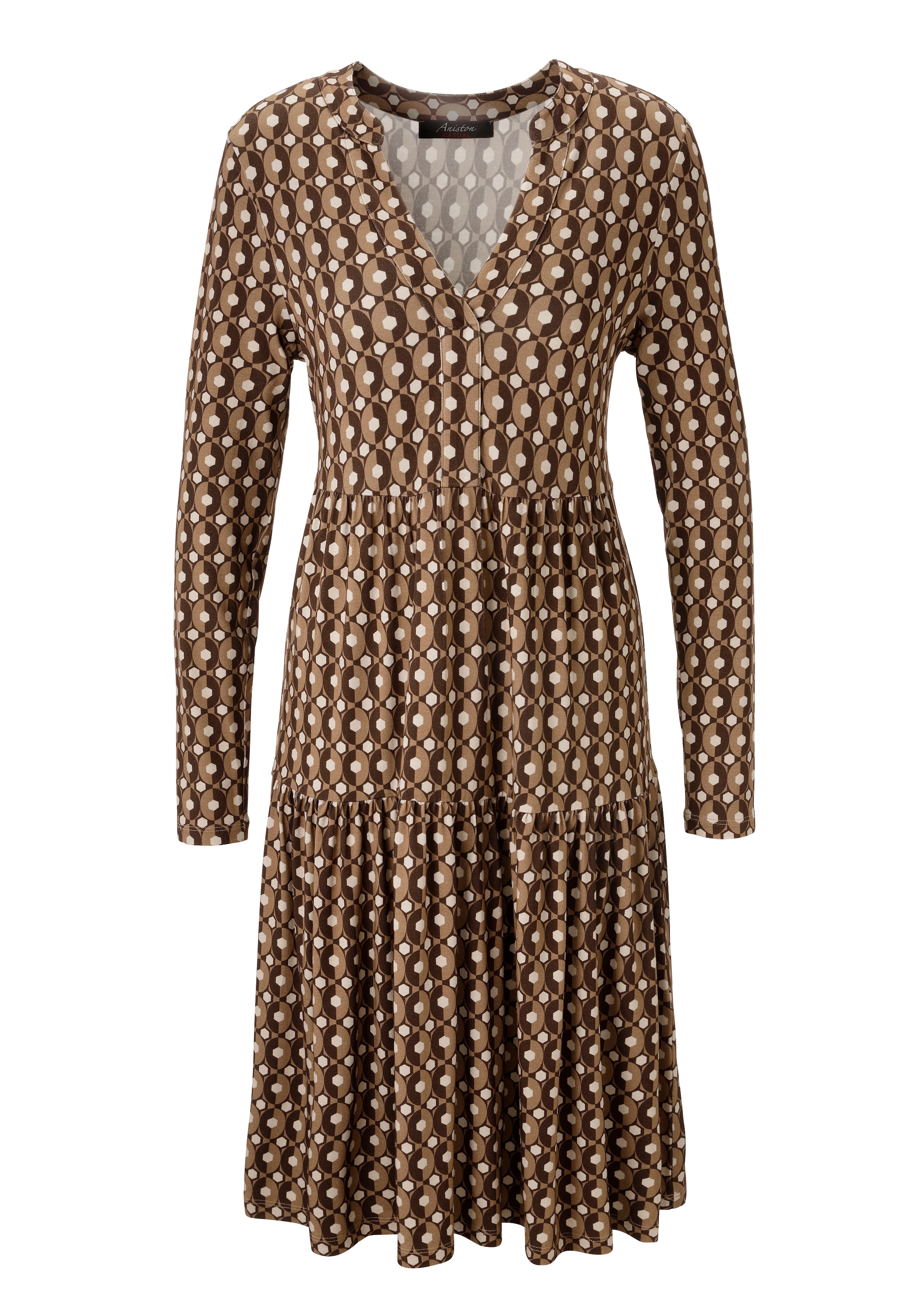 Aniston CASUAL Jerseykleid, mit farbharmonischem Retro-Muster - NEUE KOLLEKTION