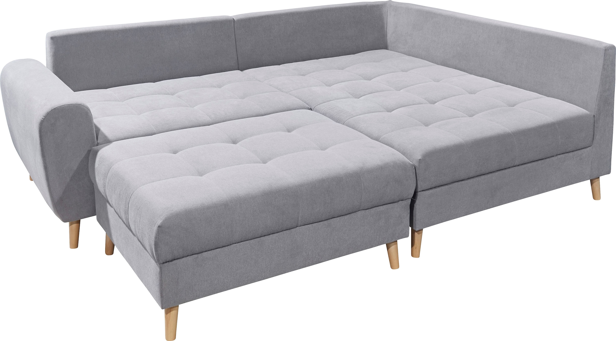 ED EXCITING DESIGN Ecksofa »Alice L-Form«, (Set), mit Hocker & 3 Zierkissen