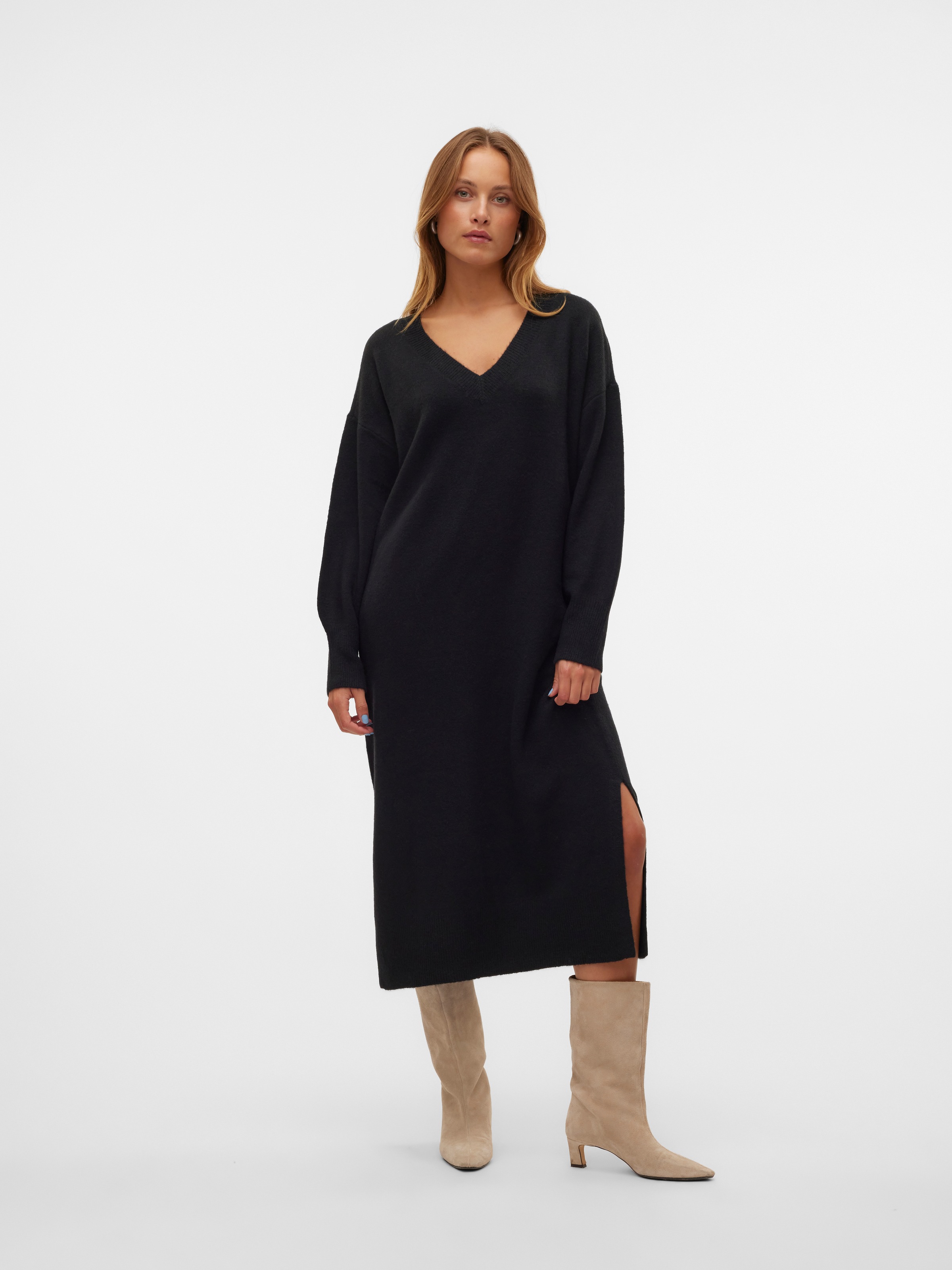 Vero Moda Strickkleid »VMJUPITER LS V-NECK CALF DRESS BF«