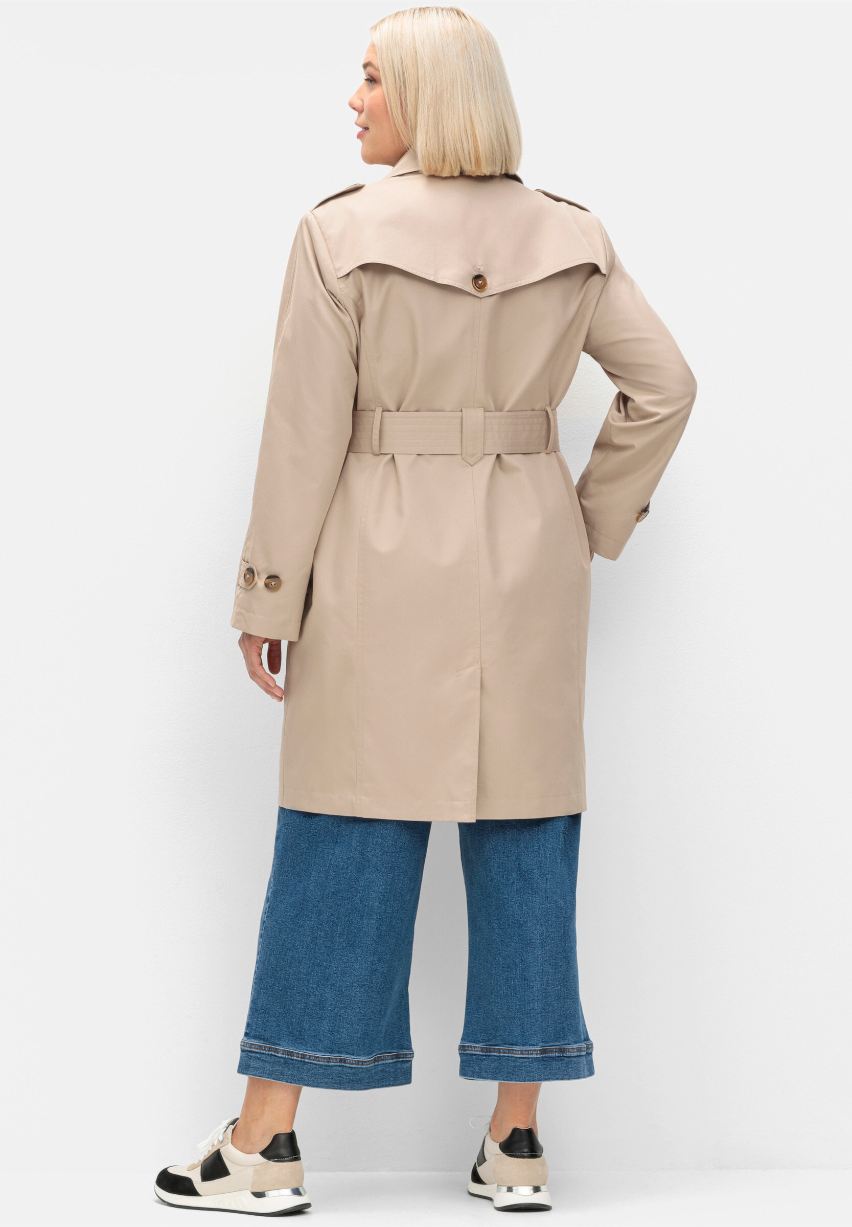 Sheego Langjacke »Trenchcoat Trenchcoat mit Schulterriegel« ohne Kapuze