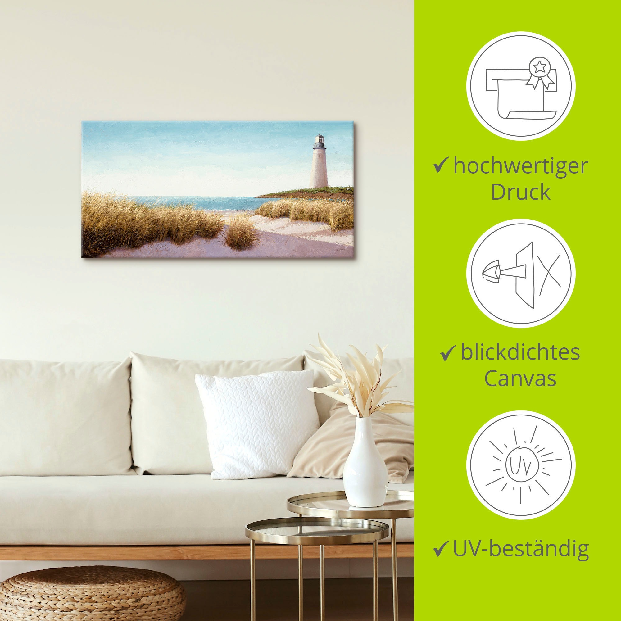 Artland Wandbild »Leuchtturm am Meer«, Gebäude, (1 St.), als Leinwandbild in verschied. Größen