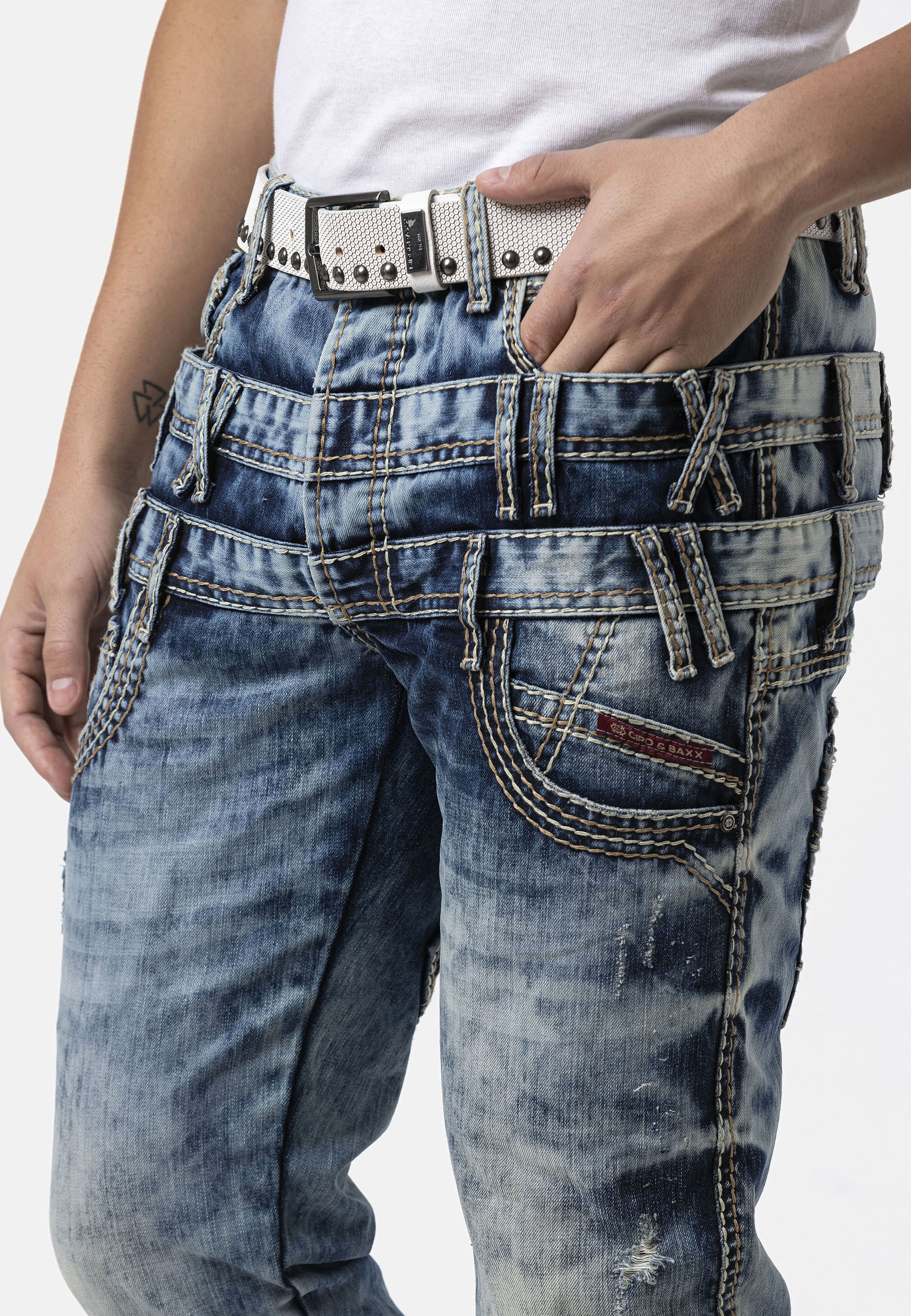 Cipo & Baxx Straight-Jeans »Cipo & Baxx Jeanshose CD910« mit hochwertiger Baumwolle