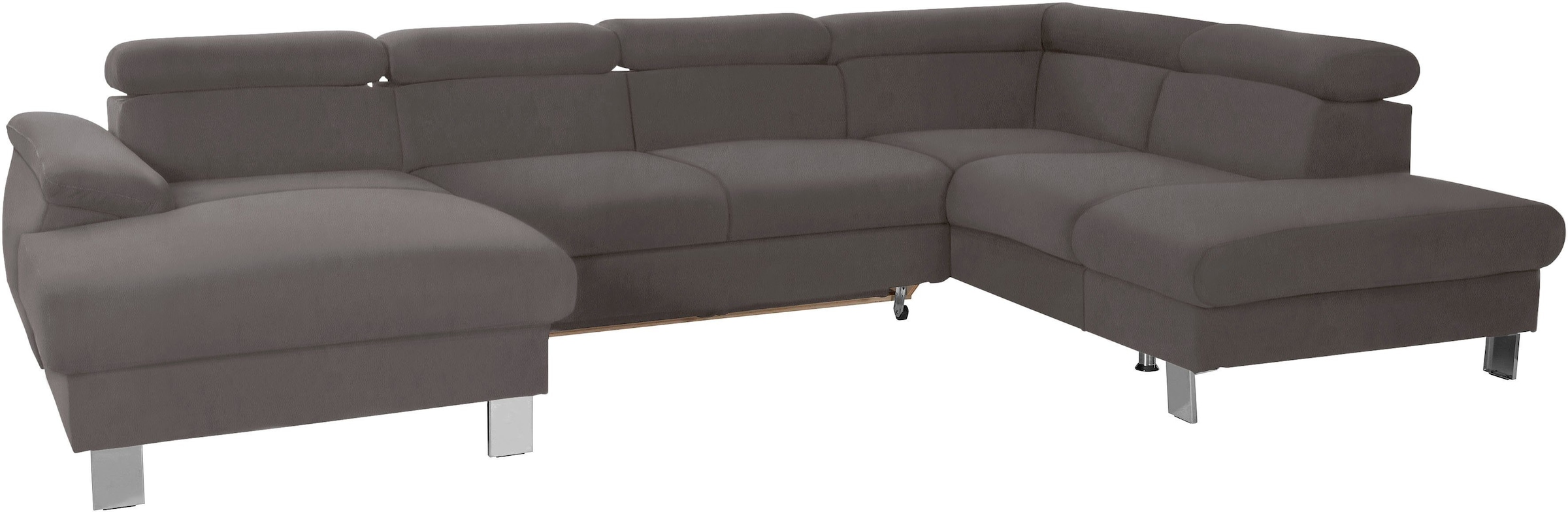 COTTA Polstergarnitur »Komaris U-Form«, (Set), Set bestehend aus: Wohnlandschaft mit Kopfteilverstellung & Hocker