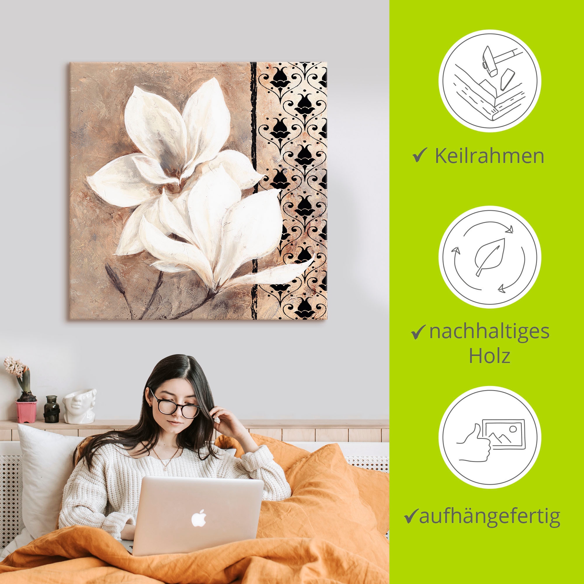 Artland Leinwandbild »Klassische Magnolien« Blumenbilder 1 Stk. tlg. als Leinwandbild in verschied. Größen