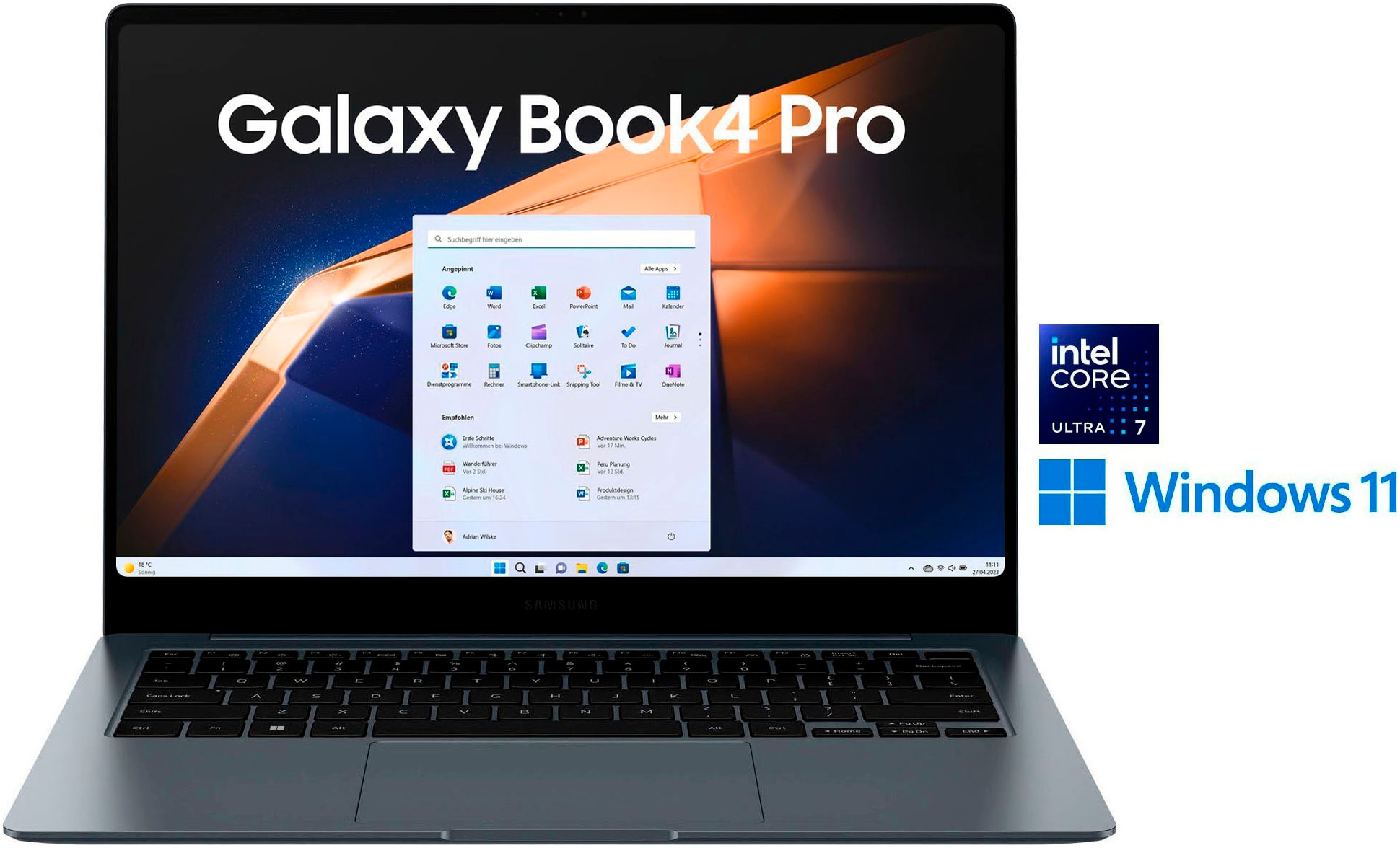 Samsung Notebook »NP940X Galaxy Book4 Pro 14''«, 35,6 cm, / 14 Zoll, Intel, Core Ultra 7, 512 GB SSD, Intel Core Ultra 7 Prozessor, 16 GB + 512 GB