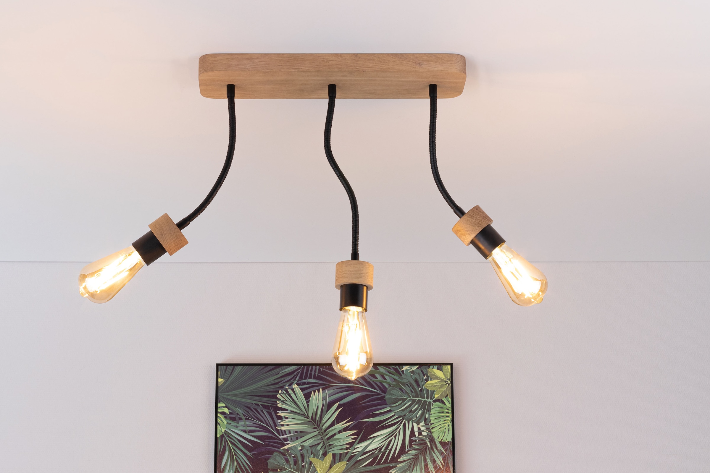 BRITOP LIGHTING Deckenleuchte »ALLUMER FLEX«, 3 flammig, Leuchtmittel E27 | Leuchtmittel wechselbar-ohne Leuchtmittel, Basis aus Eichenholz mit FSC®-Zertifikat, flexibel verstellbar