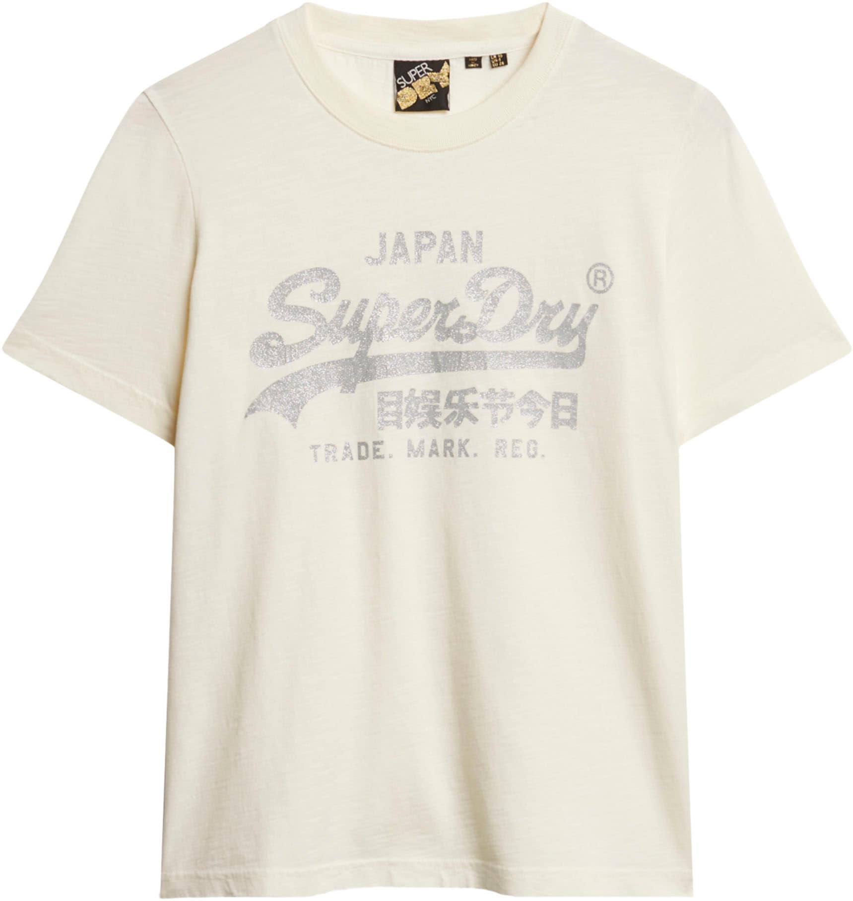 Superdry T-Shirt »METALLIC VL RELAXED T SHIRT«, Print-Shirt mit glitzerndem Logo-Druck