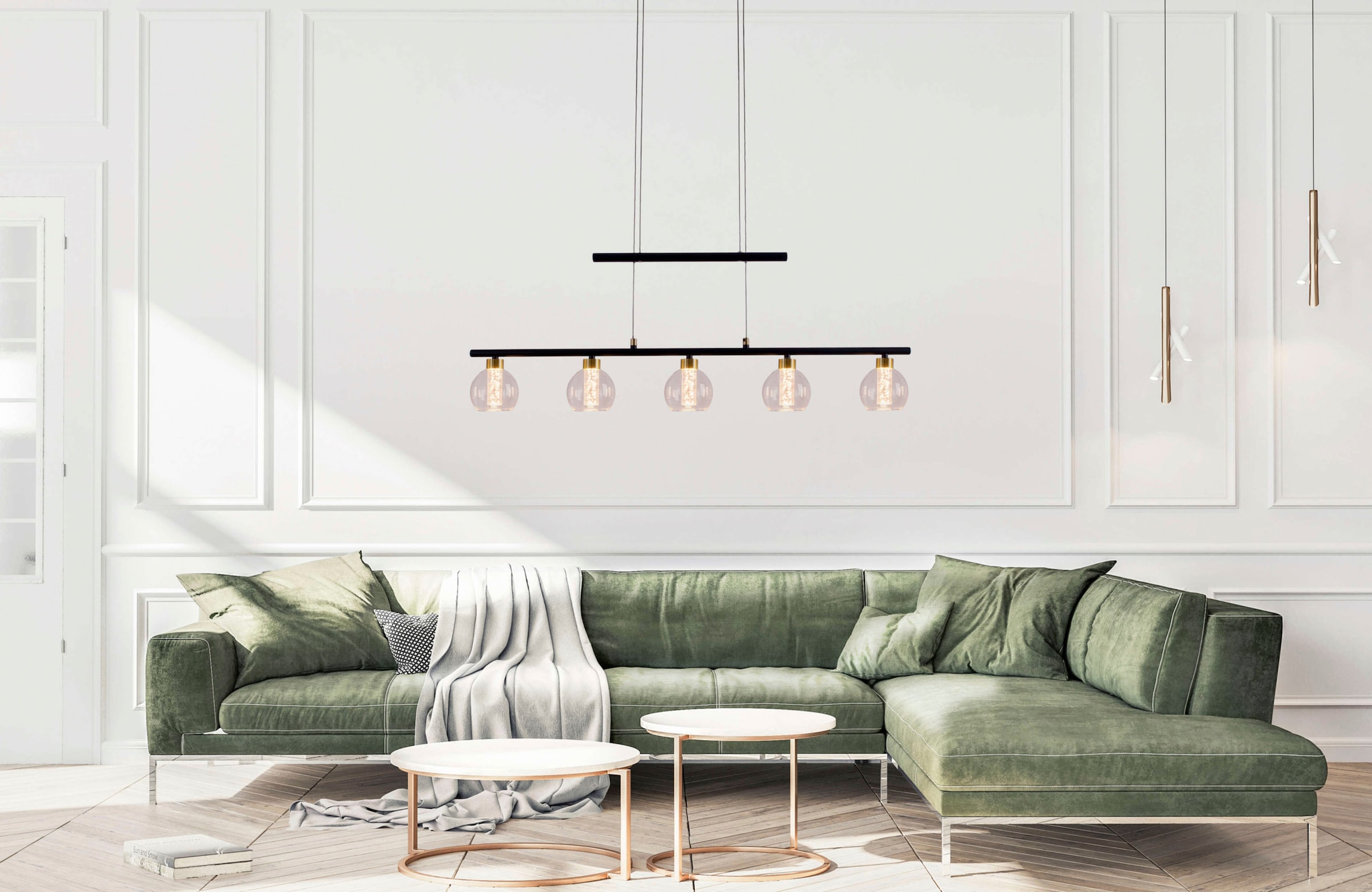 näve LED Pendelleuchte »Brass«, 5 flammig, 5flammig dimmbar höhenverstellbar Lichtfarbe warmweiß